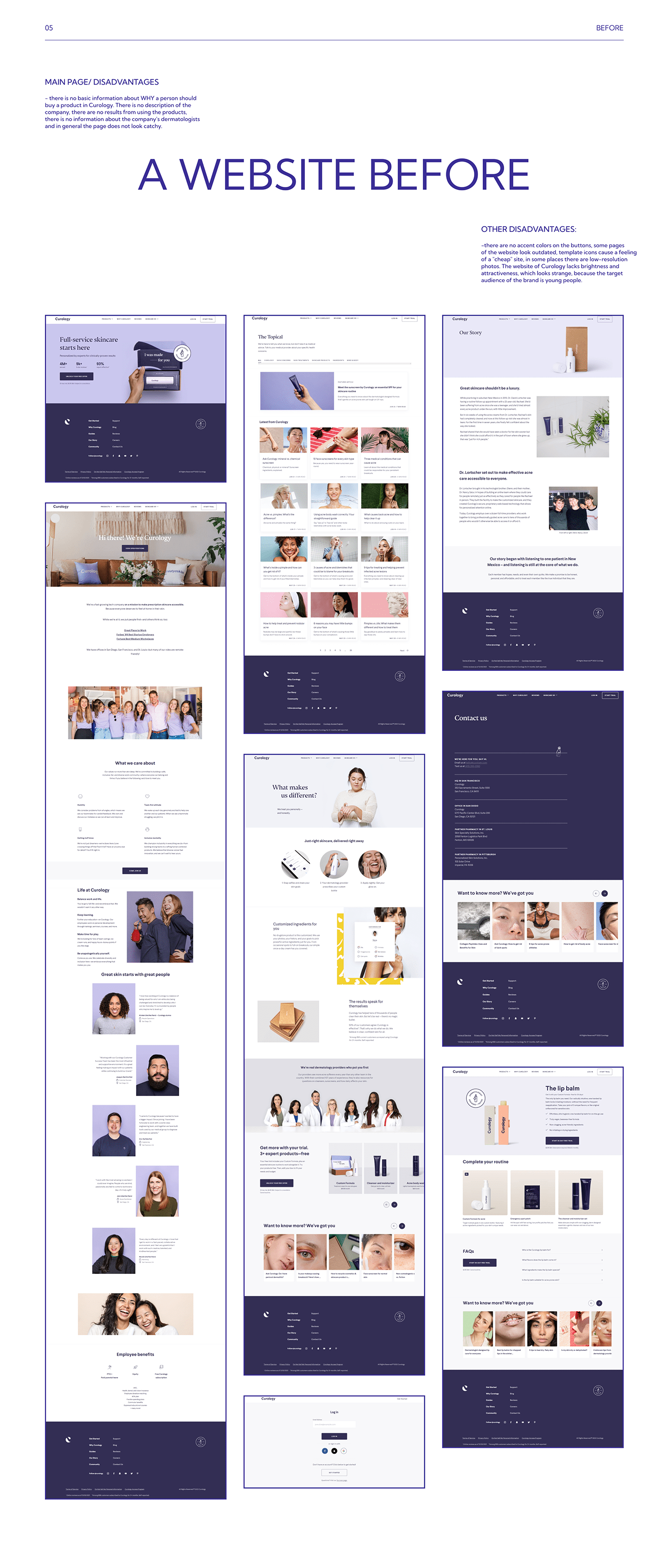 concept curology e-commerce Ecommerce Minimalism redesign ui design user interface UX design Website