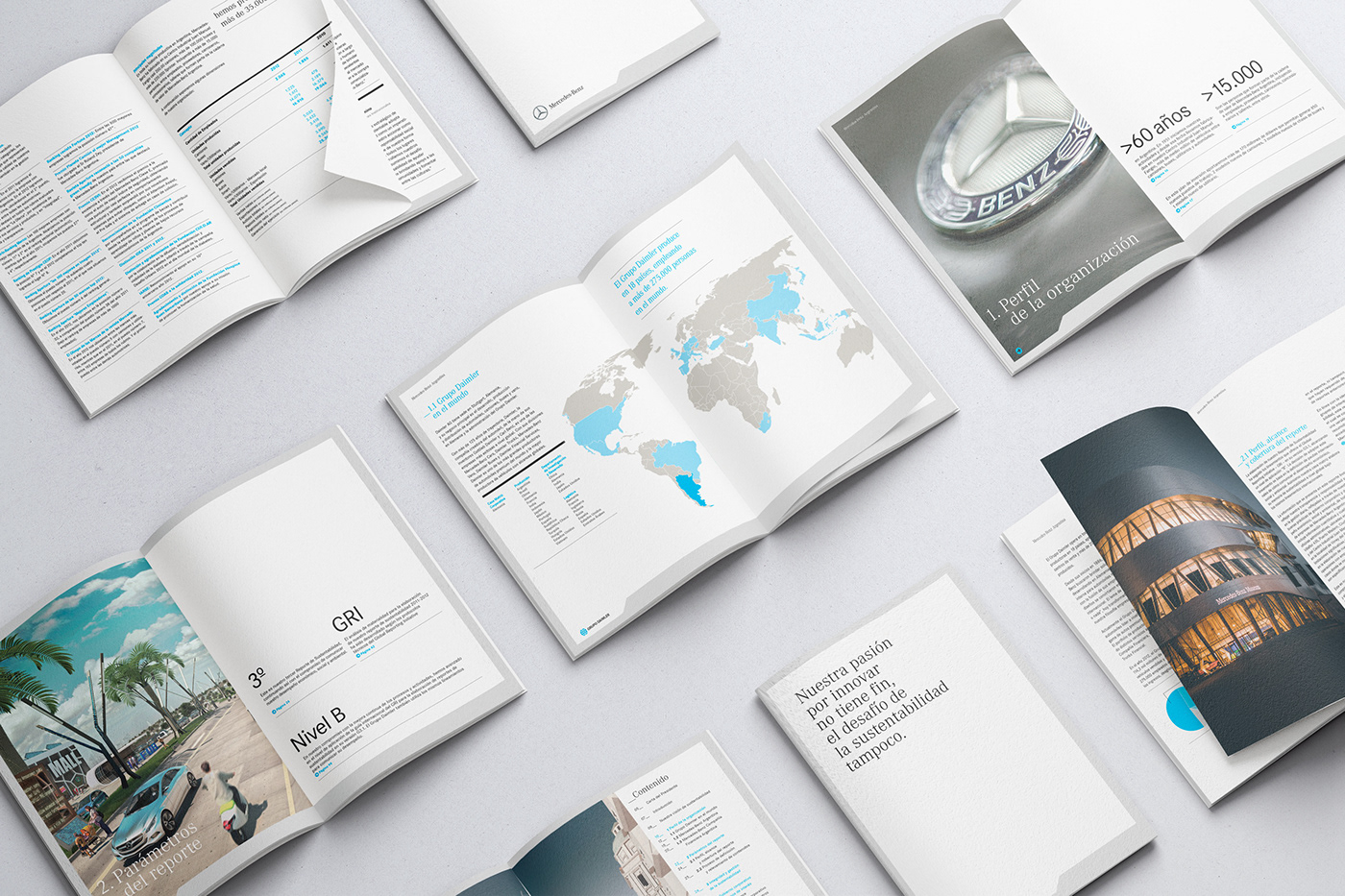 Layout design of the sustainability report of Mercedes Benz