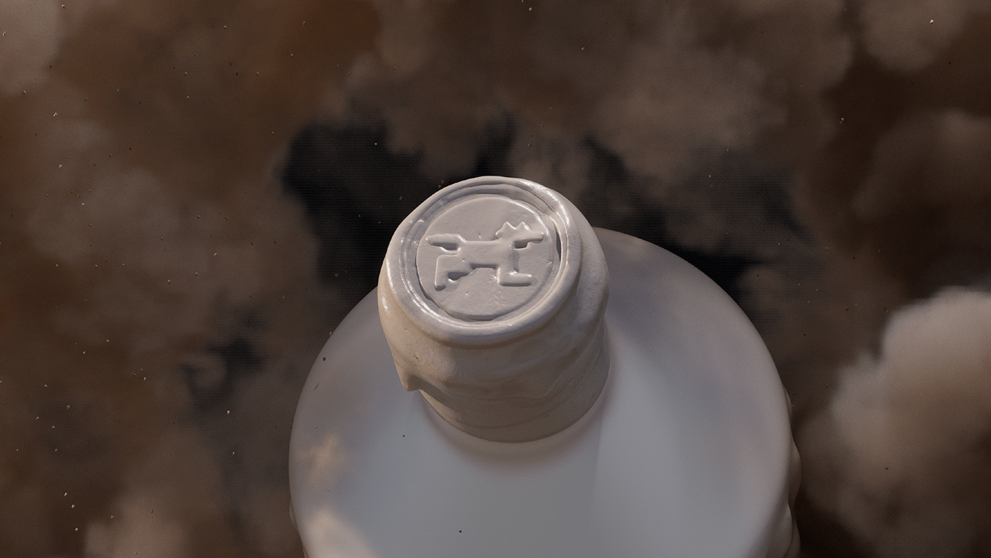 mezcal Lobo Packaging Spirits alcohol drink Tequila ceramic bottle CGI