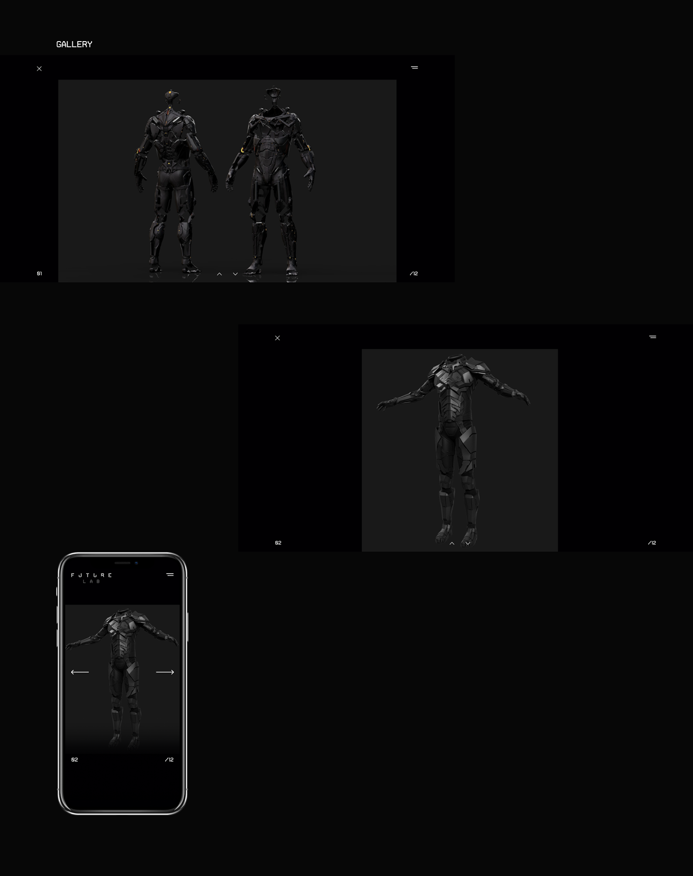 Bionic concept cyber exoskeleton future Minimalism robots UI ux Webdesign