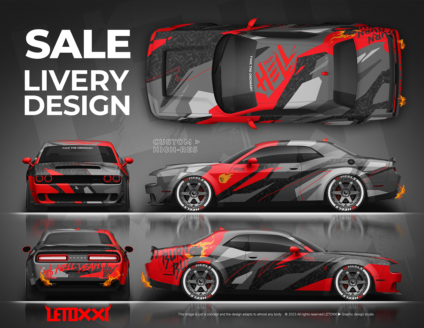 automotive   burn camouflage car design challenger concept dodge hell livery design Motorsport
