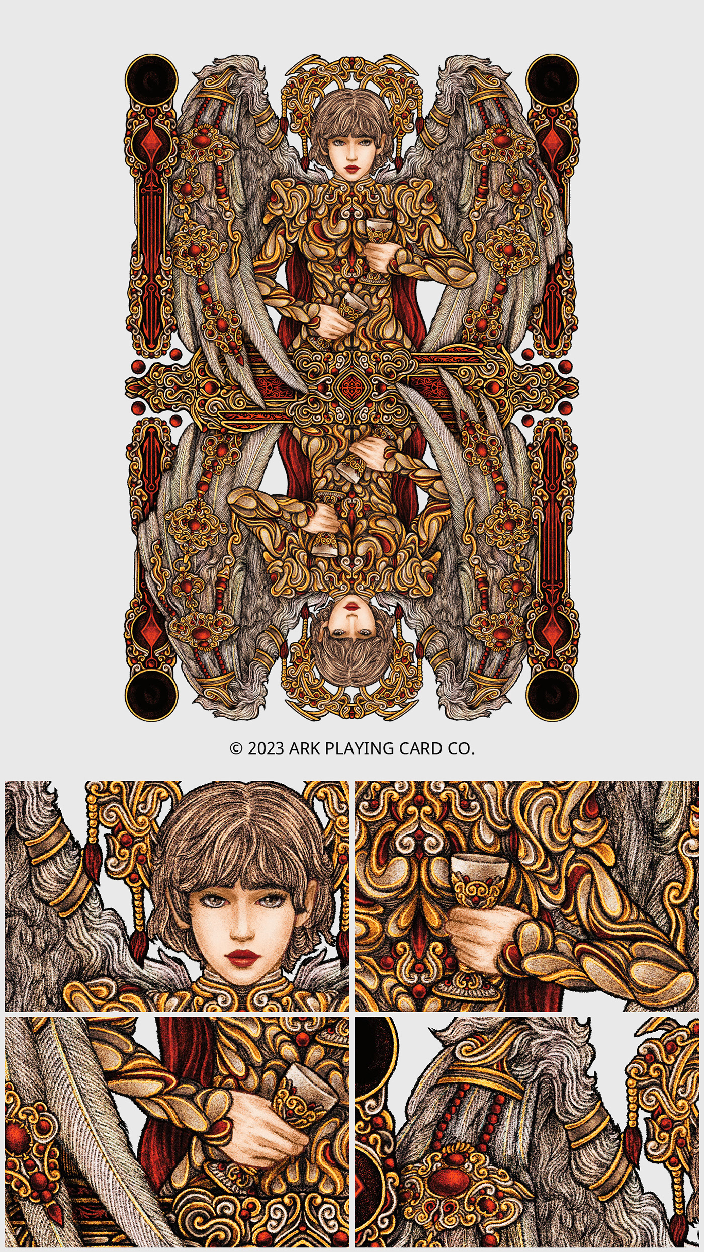Playing Cards vintage angel wings baroque digital illustration Court Cards 