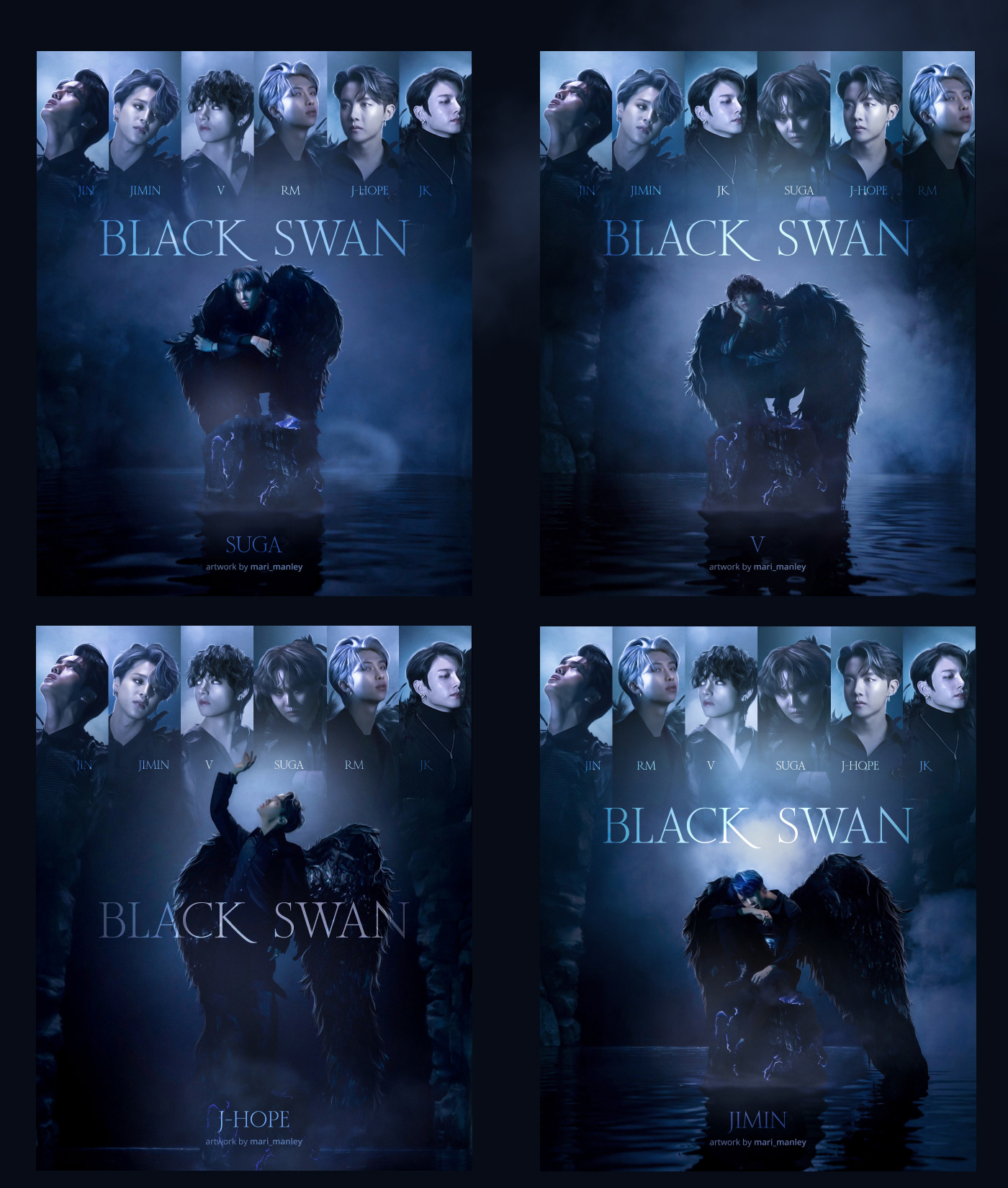 black swan bts design Digital Art  graphic design  kpop poster thumbnail