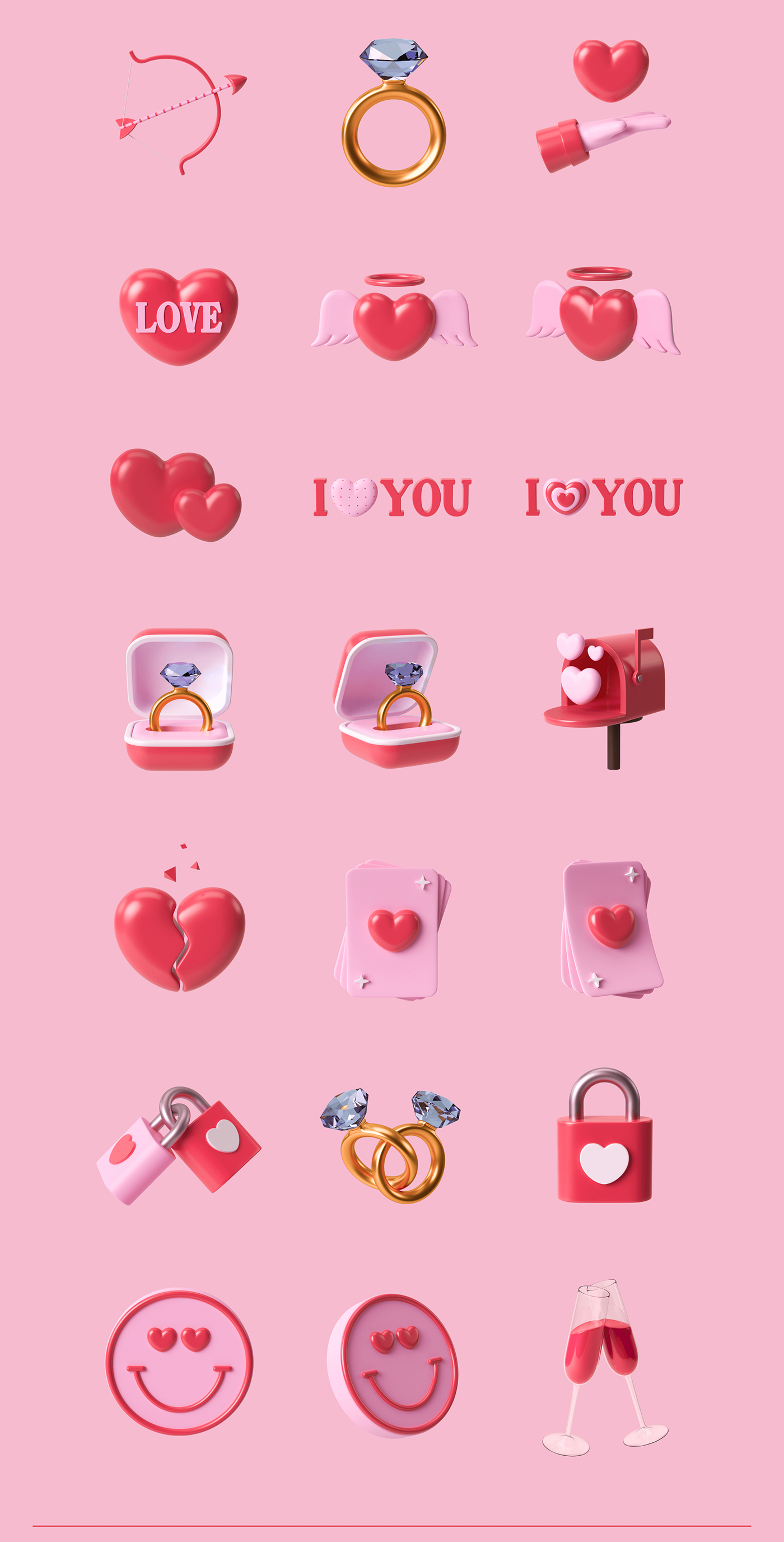 3D 3d icon 3D illustration Figma free Happy Valentine's Day landing page Love ui design Valentine's Day