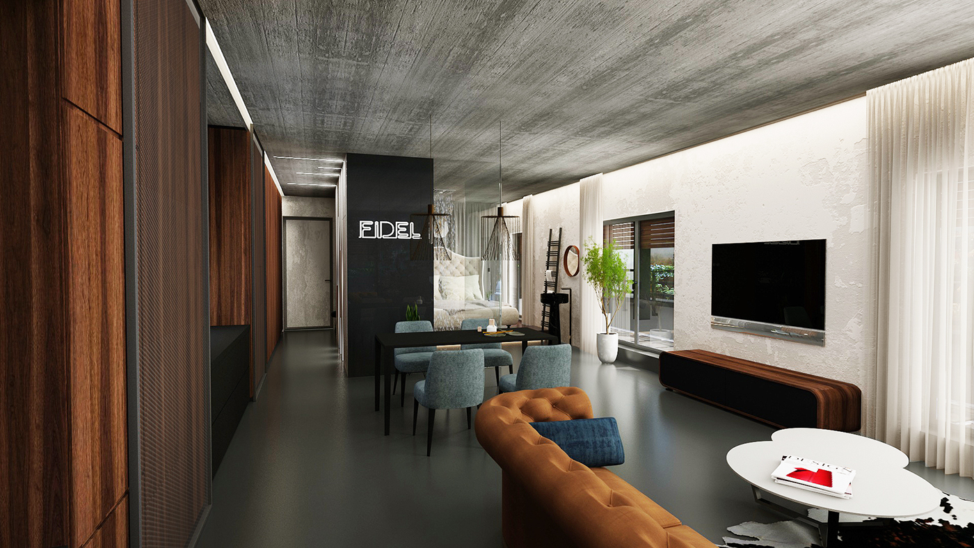 interior design  penthouse bachelor apartment