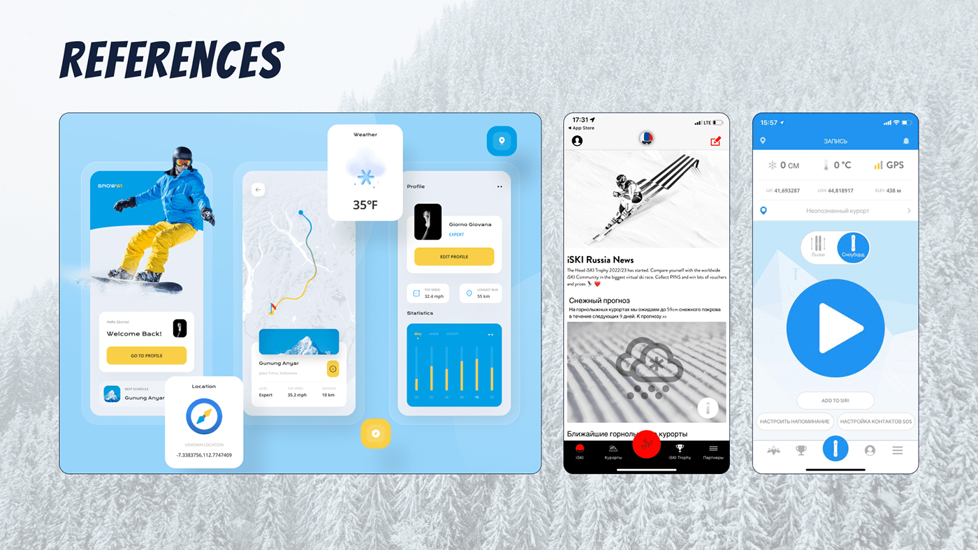 adventure Mobile app skiiing skiing Snowboarding ui design UI/UX ux UX design ux/ui