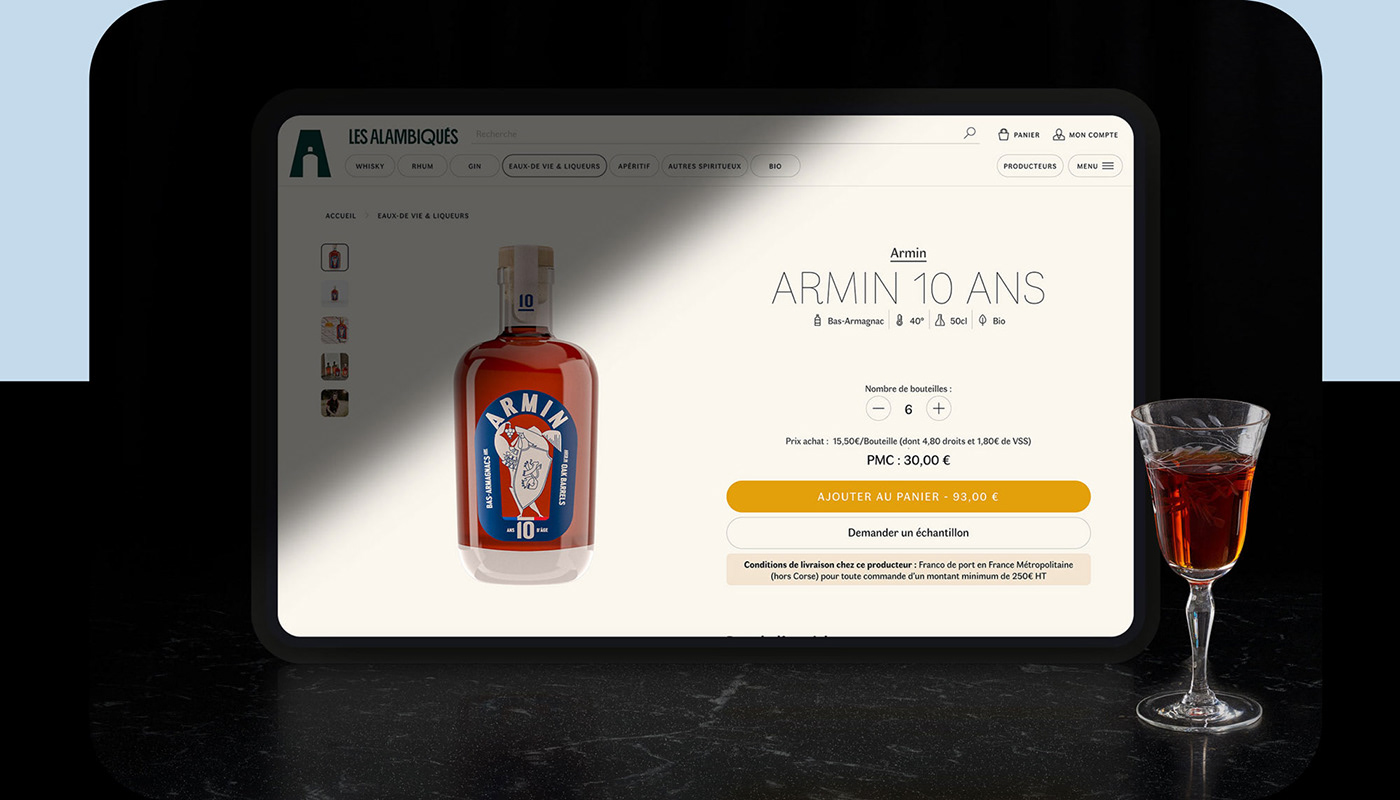 alcohol brand identity French Spirits UI/UX