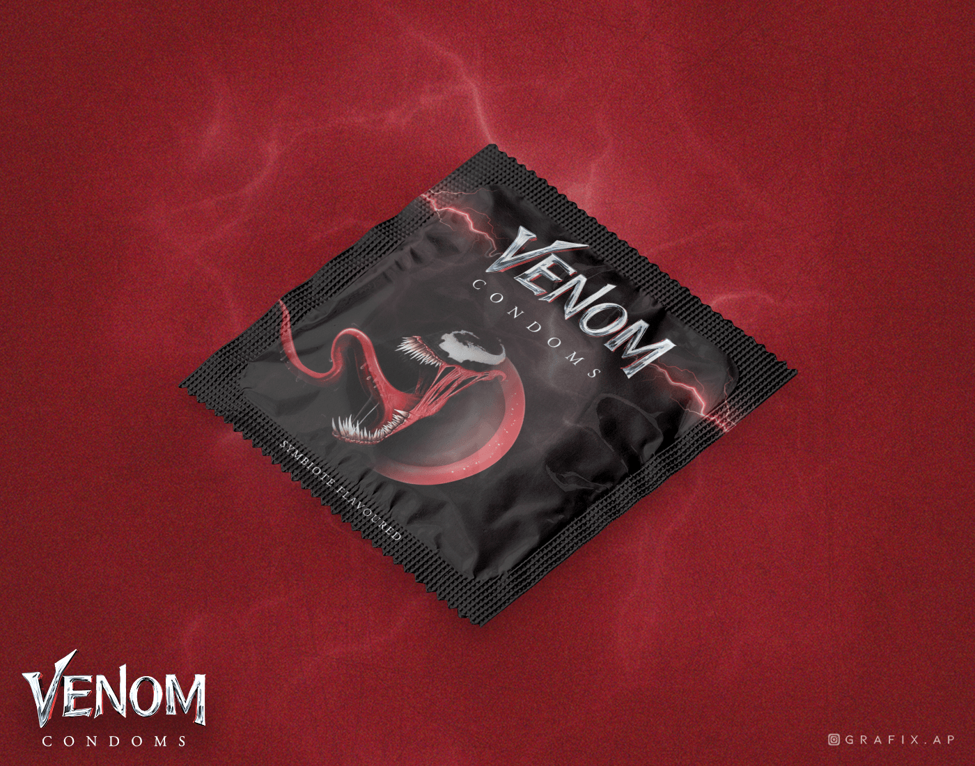condom packaging product packaging graphic design  adobe illustrator Adobe Photoshop venom marvel Creativity condoms