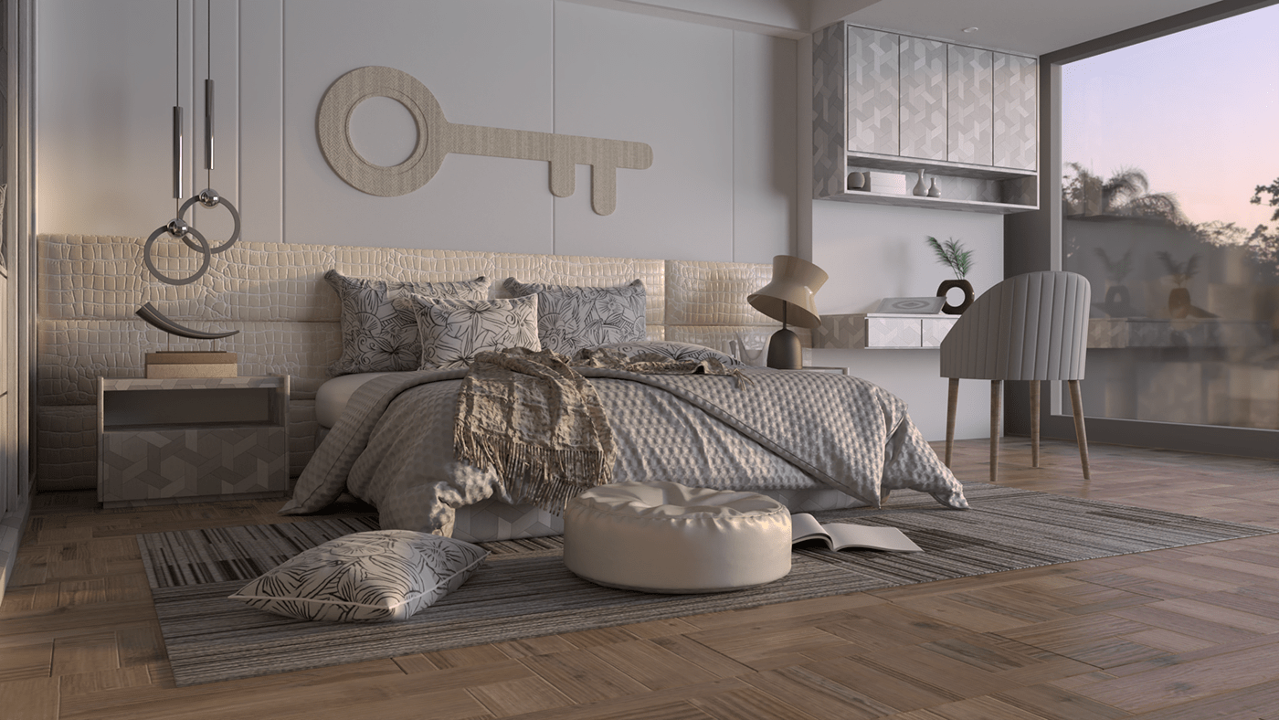 Interior Design rendering of not so perfect bedroom