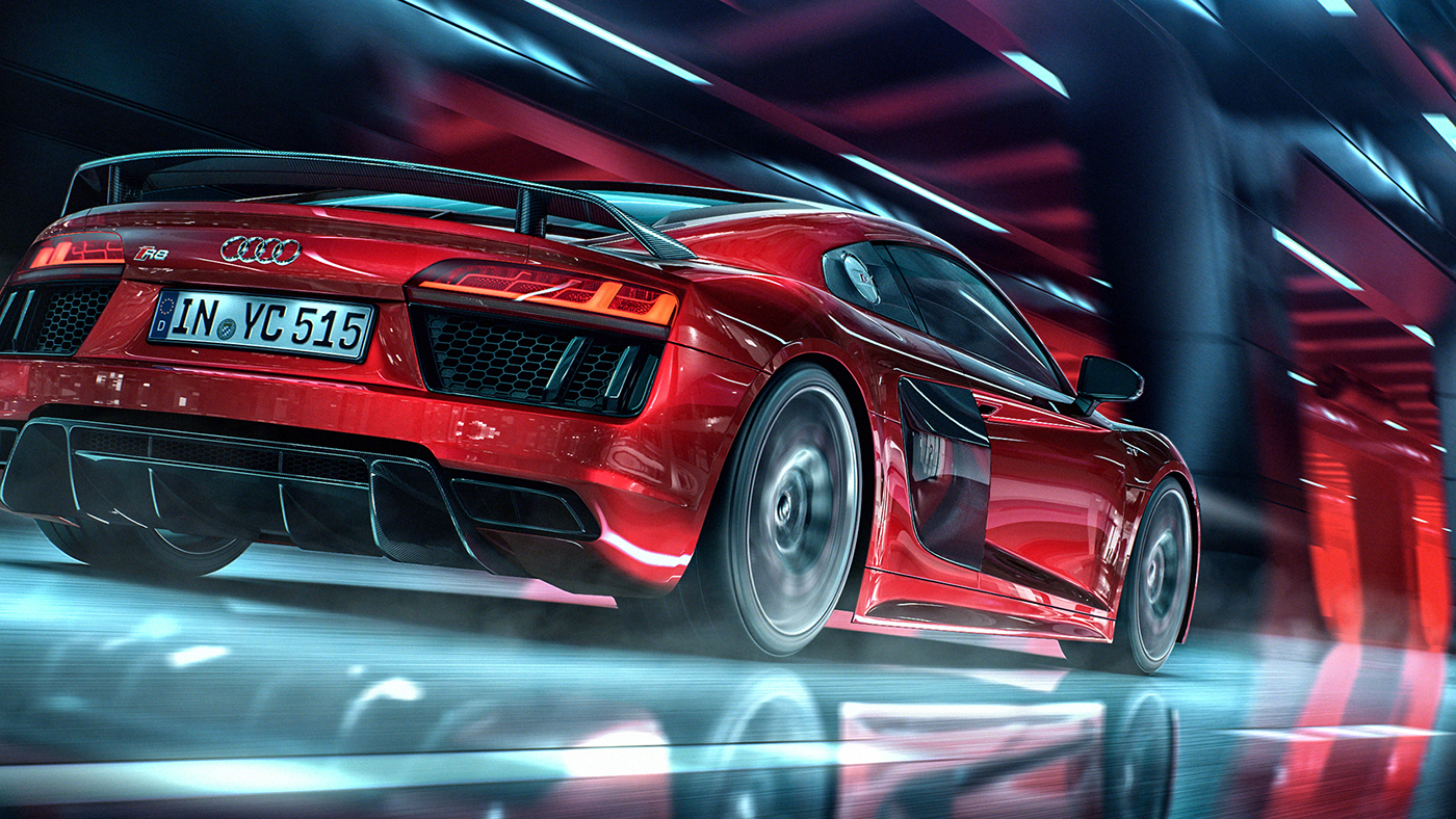 Audi R8 CGI rendering 3D vray automotive   speed