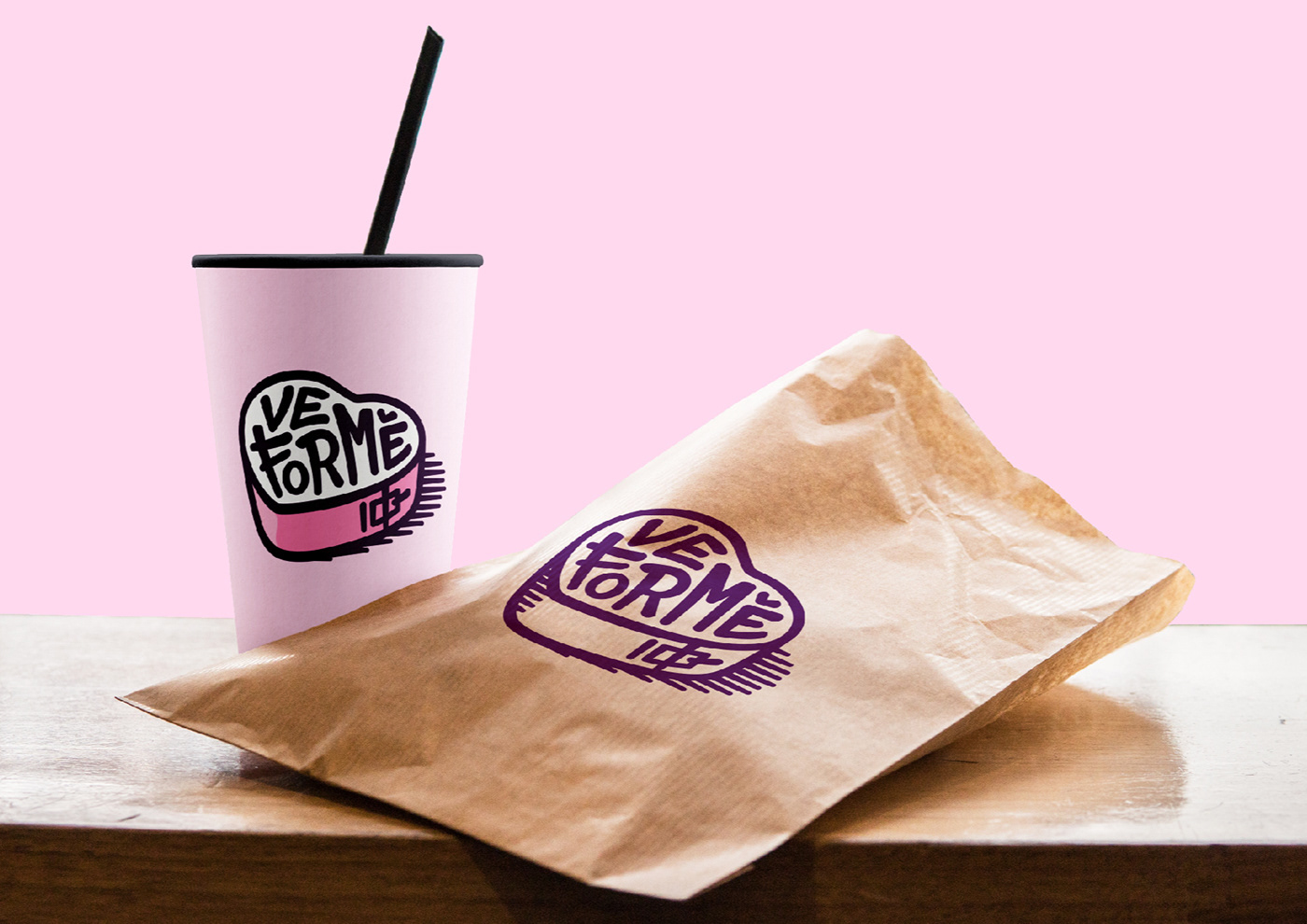 logo Logo Design branding  Branding design bakery cupcake heart pink graphic design  typography  