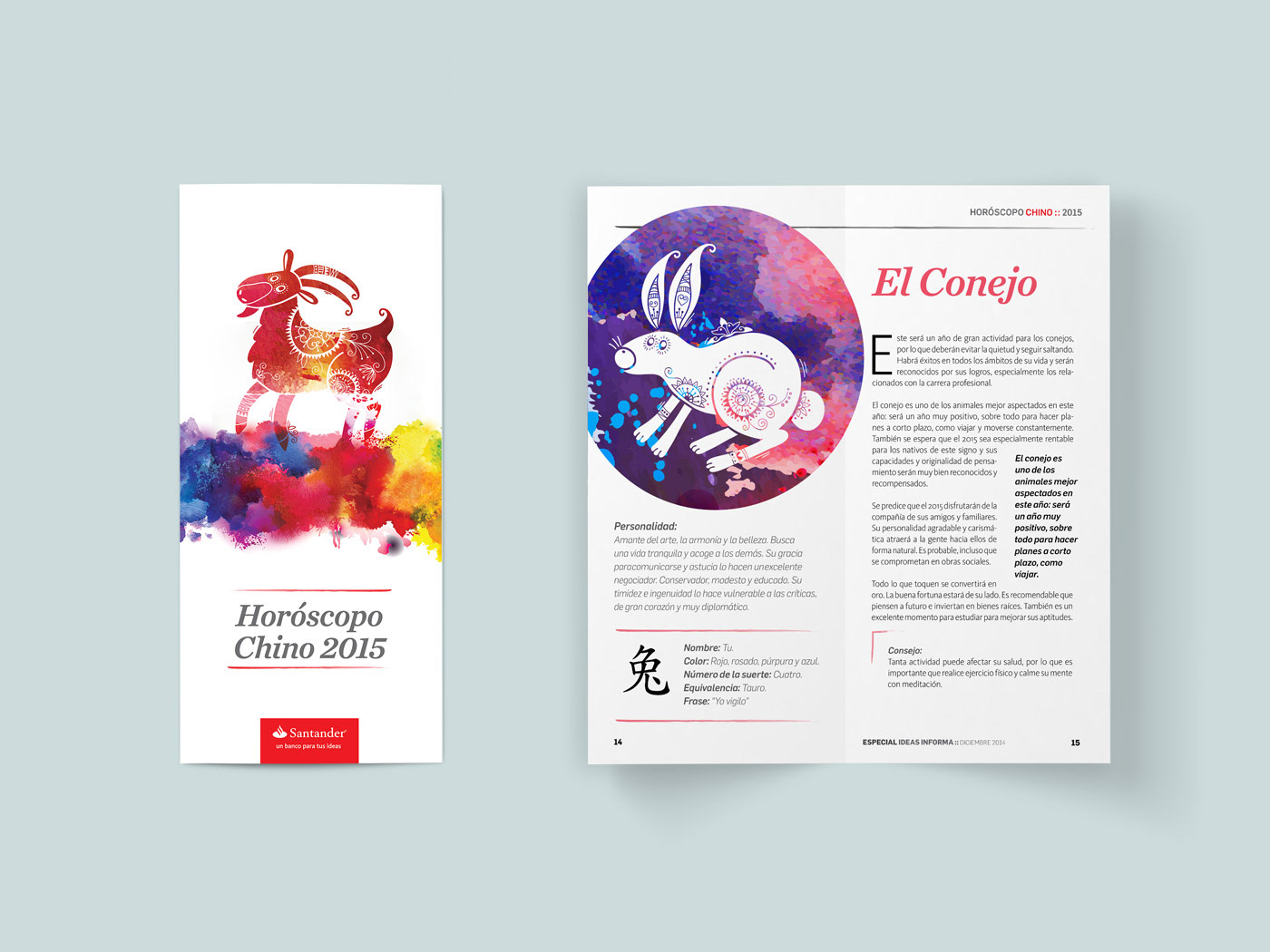 Banco Santander editorial revista Inserto Horoscopo Santander Chile Diseño editorial
