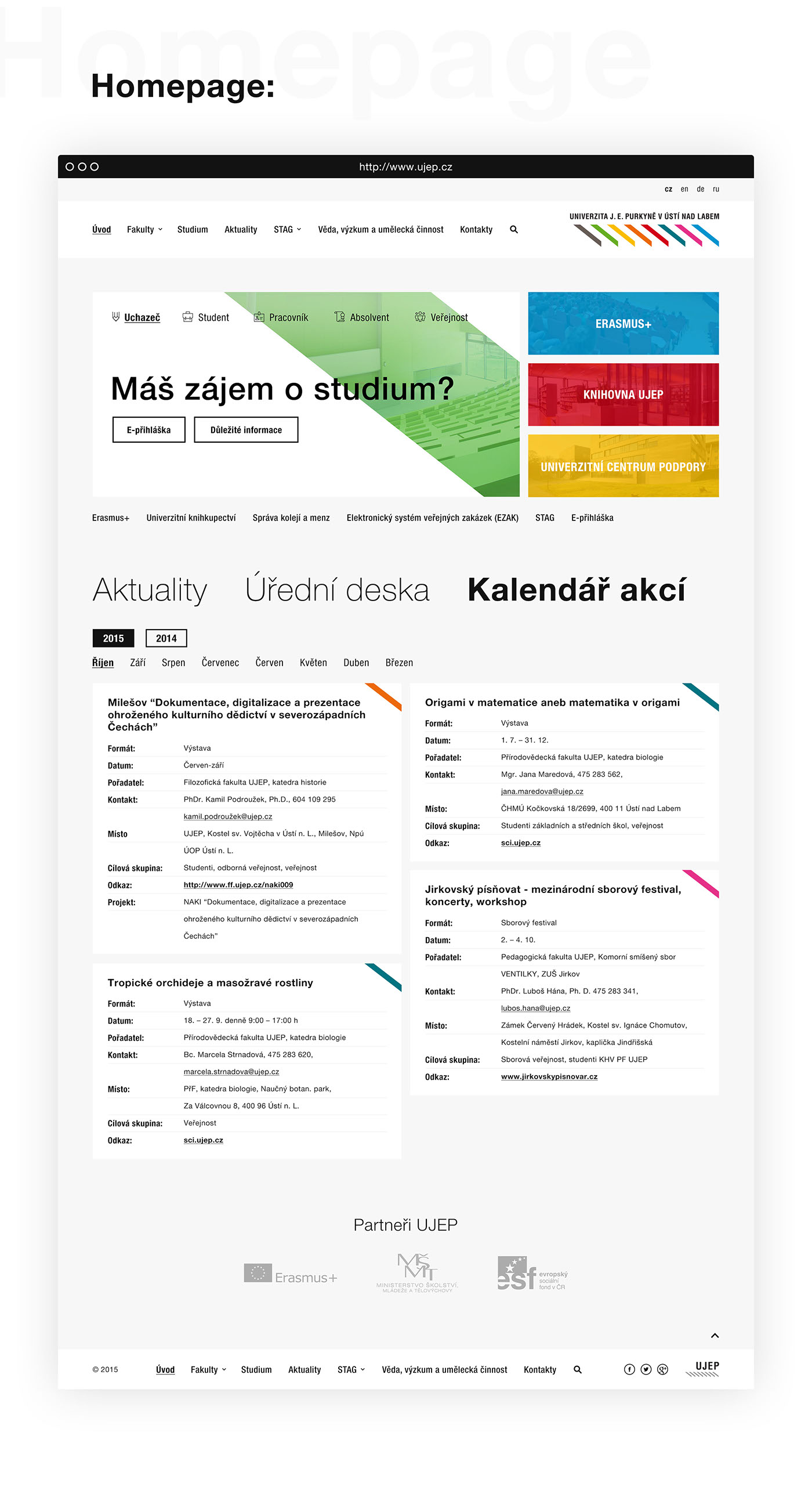 UJEP University redesign Webdesign Colourful  minimalistic Website UI motion graphic