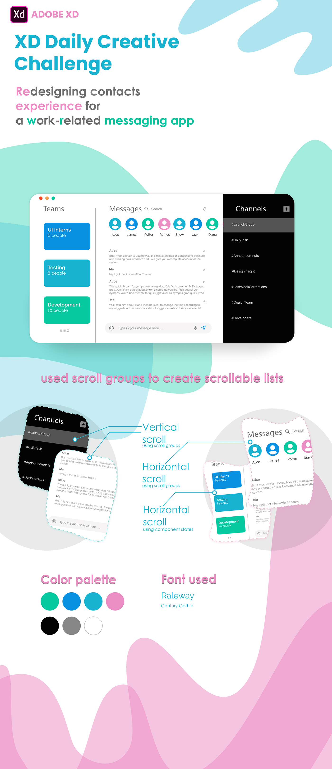 corporate app Creative Challenge ILLUSTRATION  messaging app product design  simple design typography   UI UX design Webdesign xddailychallenge
