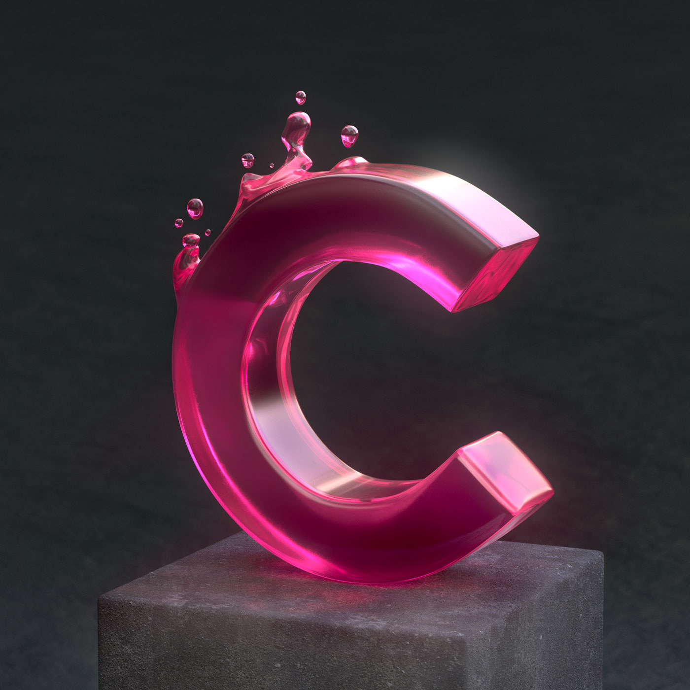 3D brand caramello CGI glass logo vray