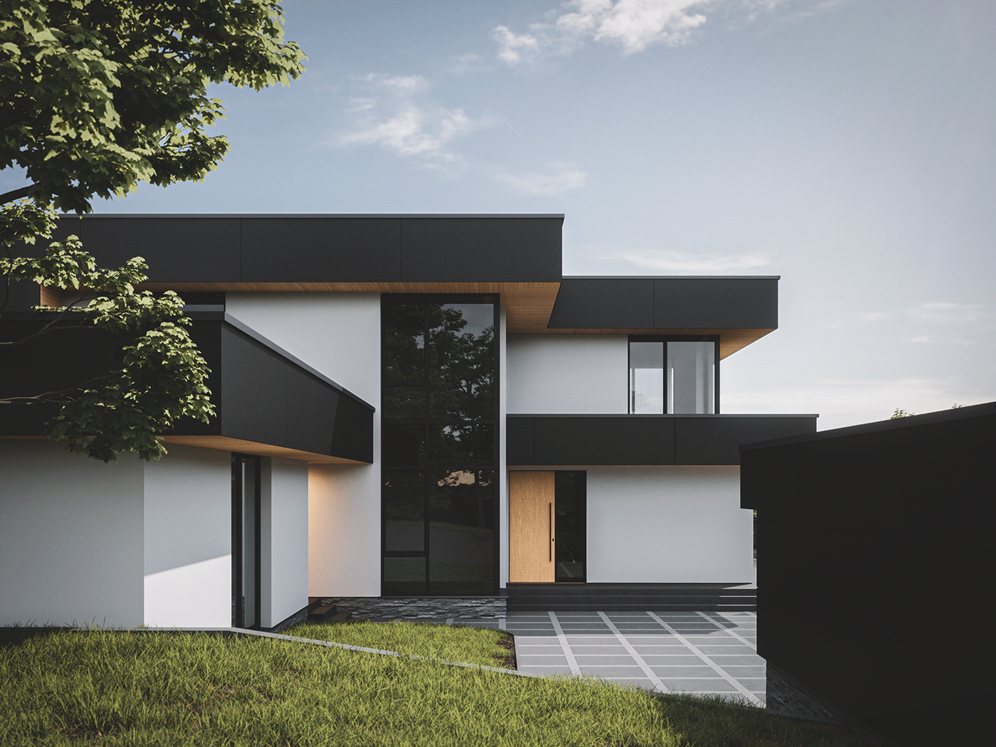 3ds max architecture ForestPack FStorm Render house modern private house Render Tree 