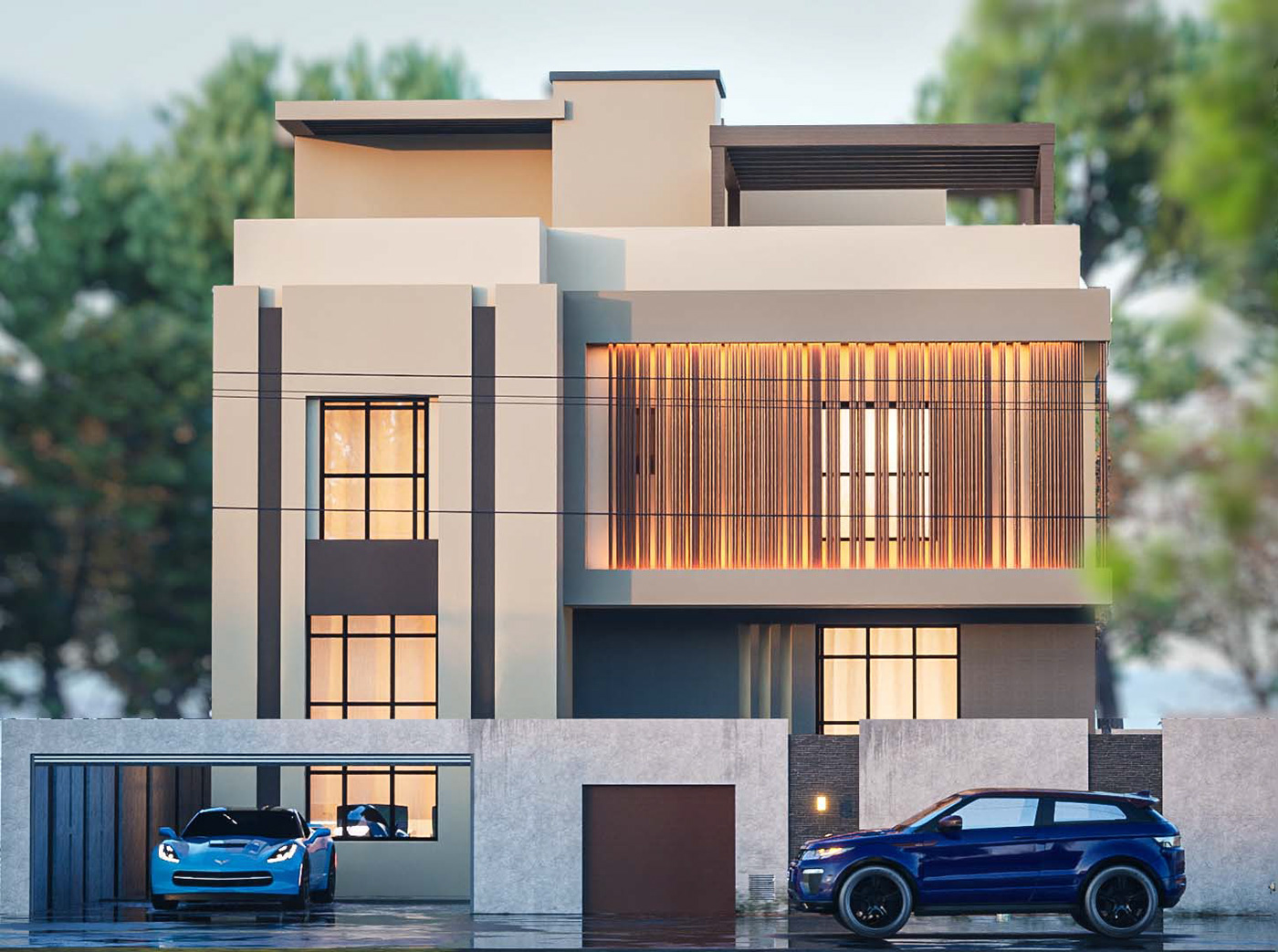 architecture 3ds max Render exterior modern corona vray