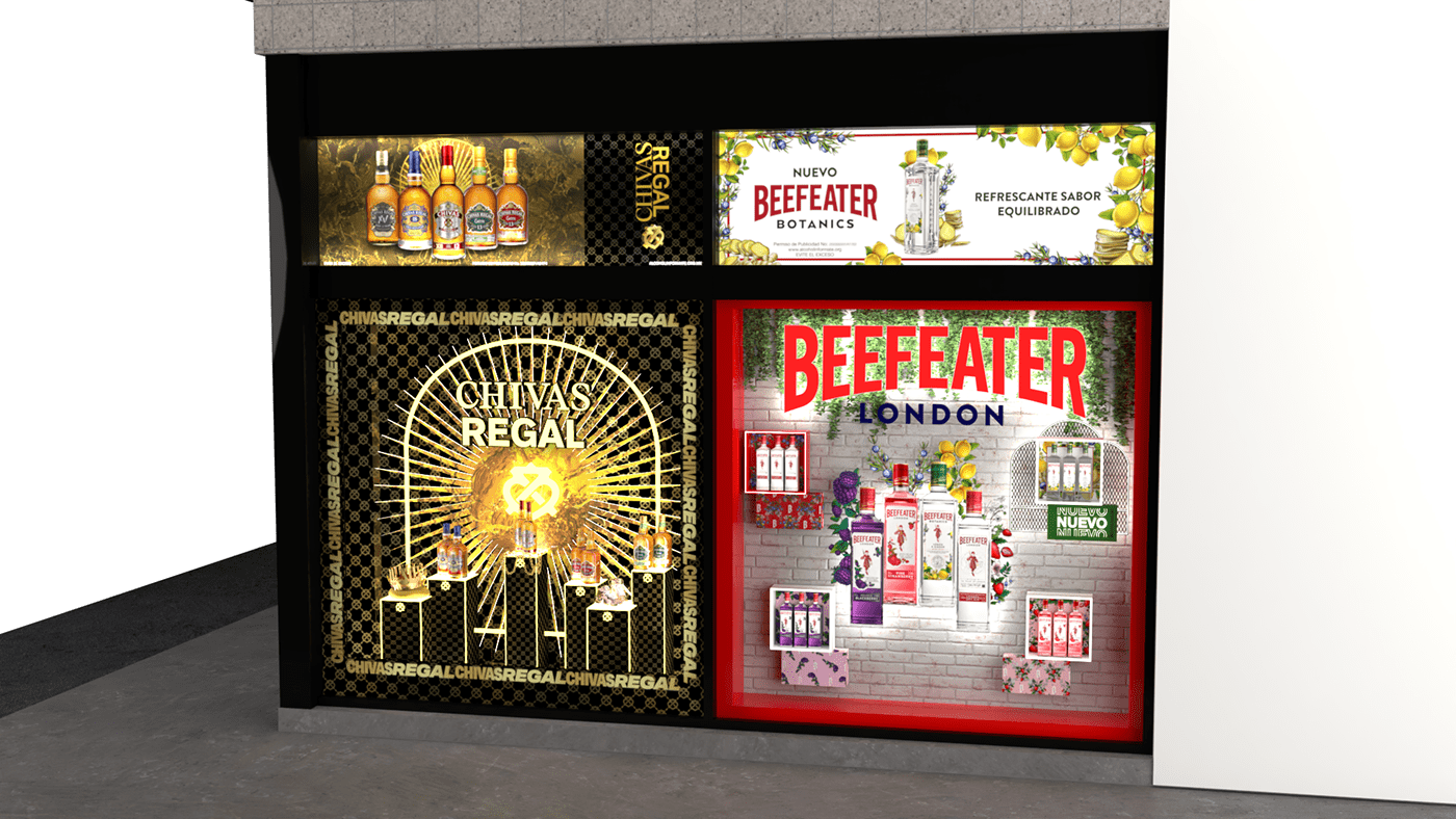 escaparate escaparatismo Visual Merchandising Retail store chivas regal beefeater gin Pernord Ricard Whisky