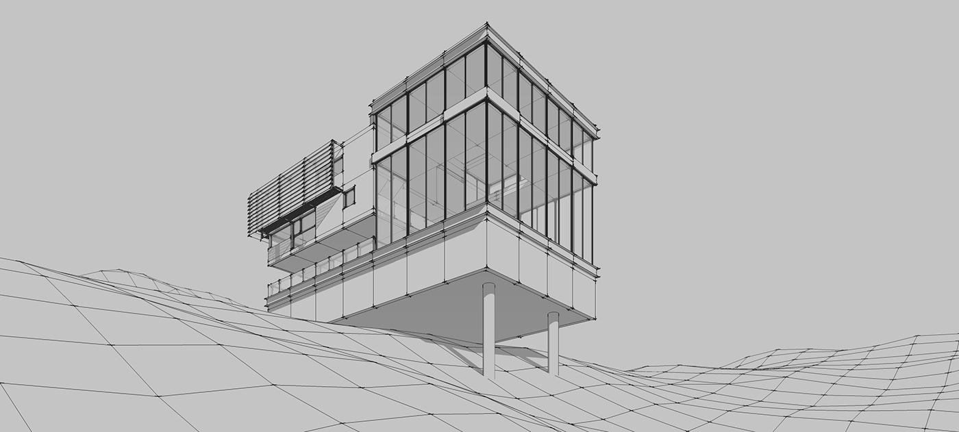 3D SketchUP Render visualization forest old house photshop