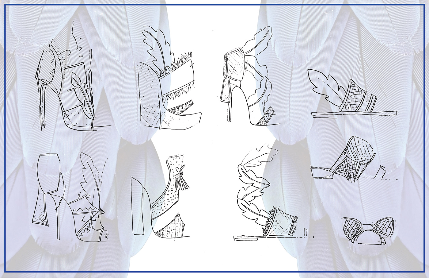 hand rendering sketches handbag backpack spec sheets platforms design leather raffia footwear