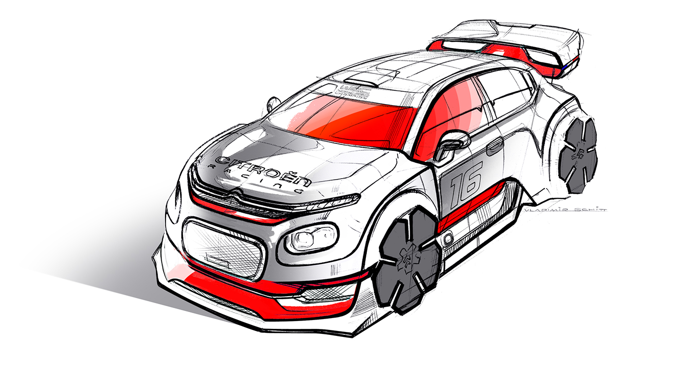 concept WRC sketches citroen c3 race automotive   design Hand Sketches cardesign vladimir schitt