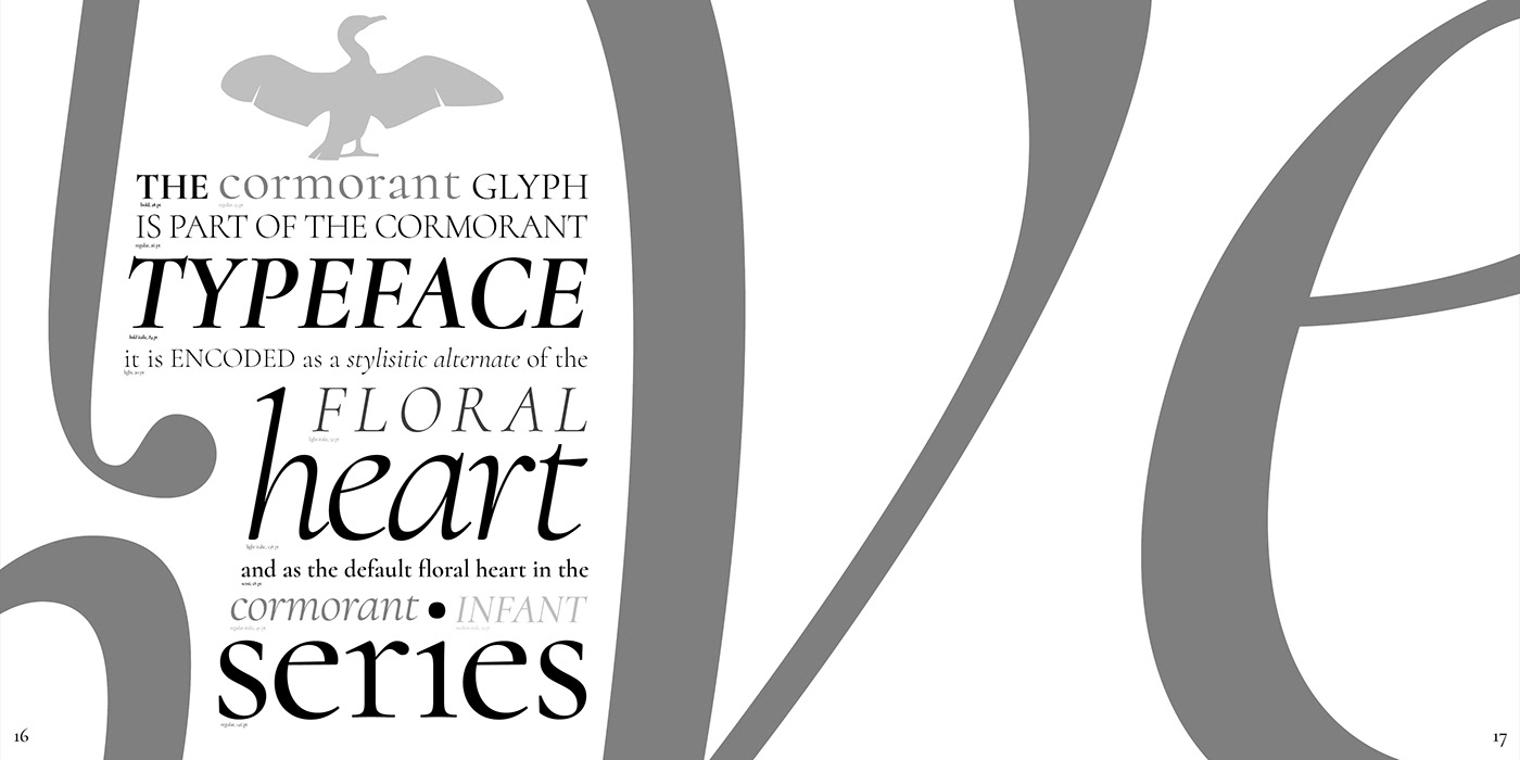 font Typeface cormorant bird Booklet Type Specimen typography  