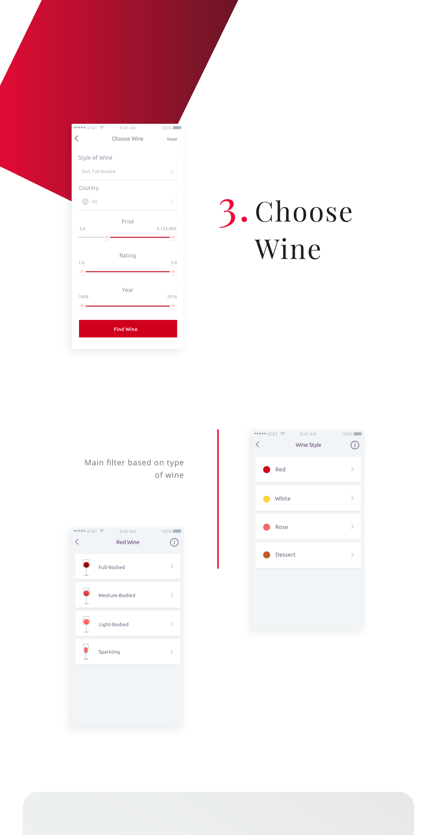 wine application app design Food  UI ux