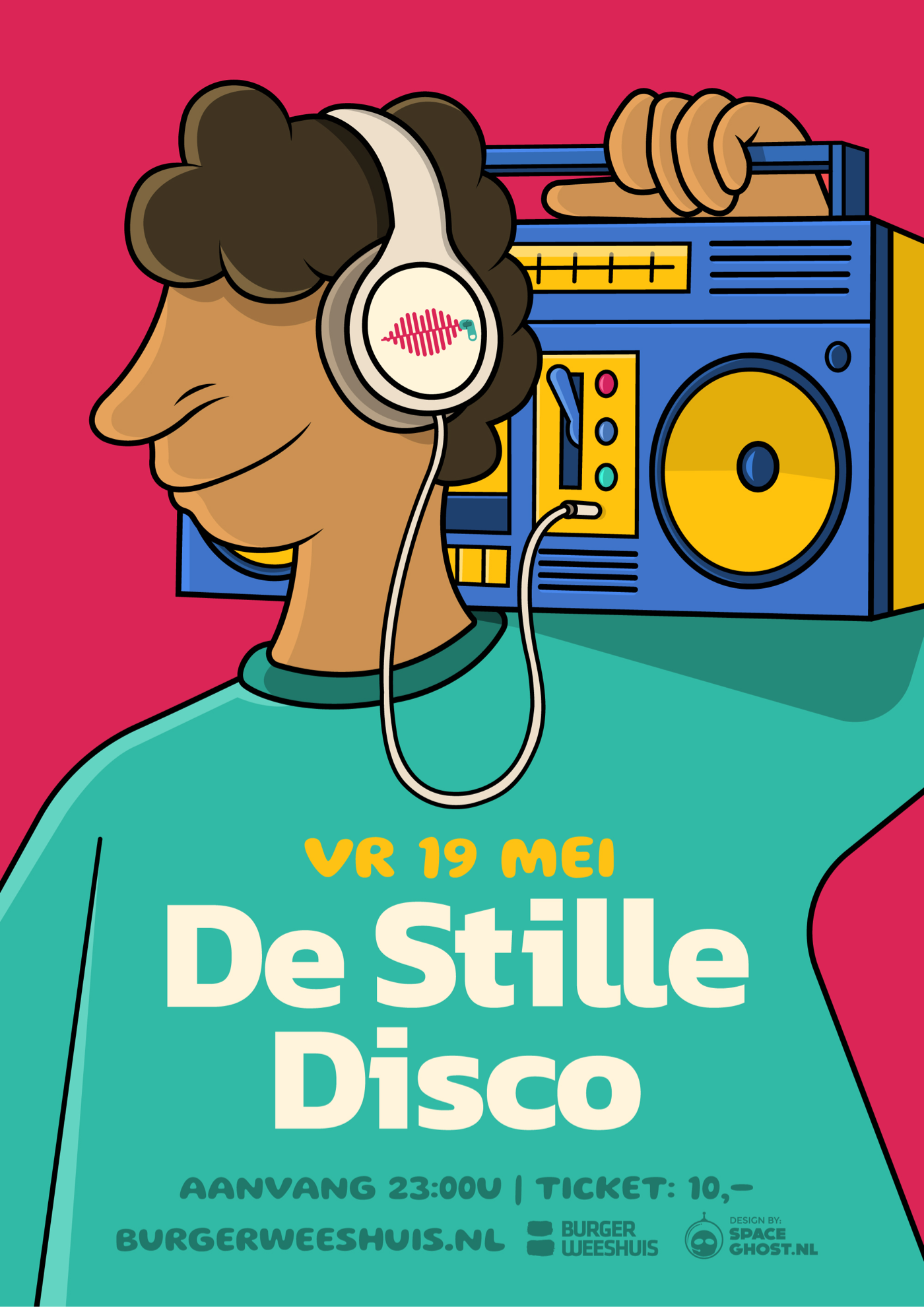 adobe illustrator artwork design digital illustration headphones music Poster Design Procreate silent disco Vector Illustration