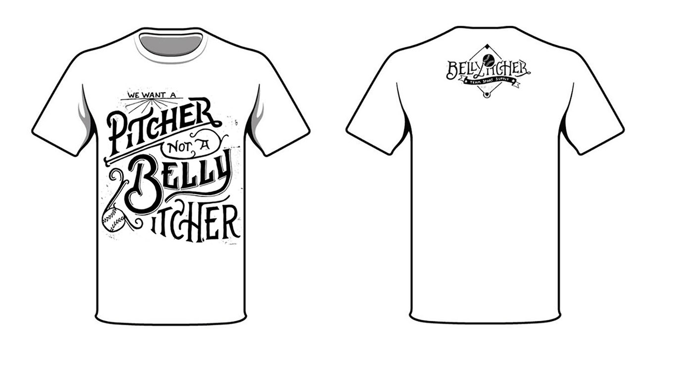 lettering belly itcher type HAND LETTERING t-shirt baseball vintage