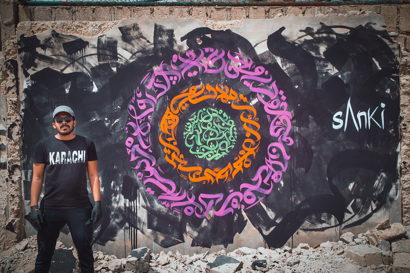 India Pakistan Graffiti artist paint Calligraphy   Murals freedom poet personality portrait