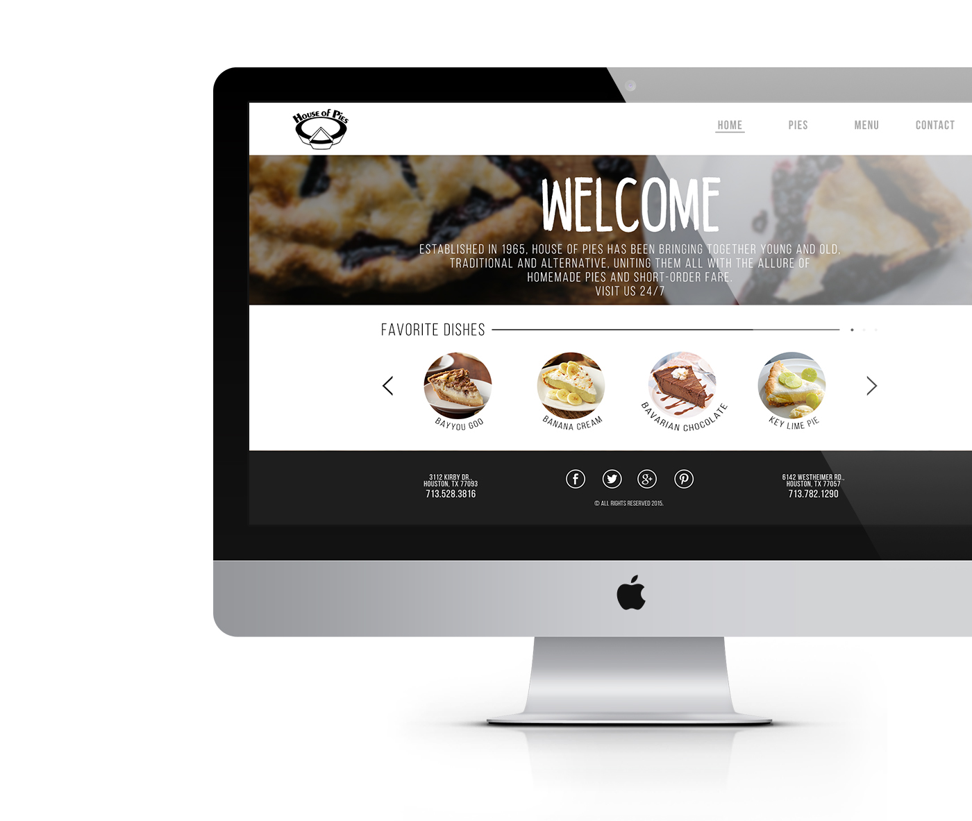 Webdesign Layout house of pies F&B restaurant bakery pies diner