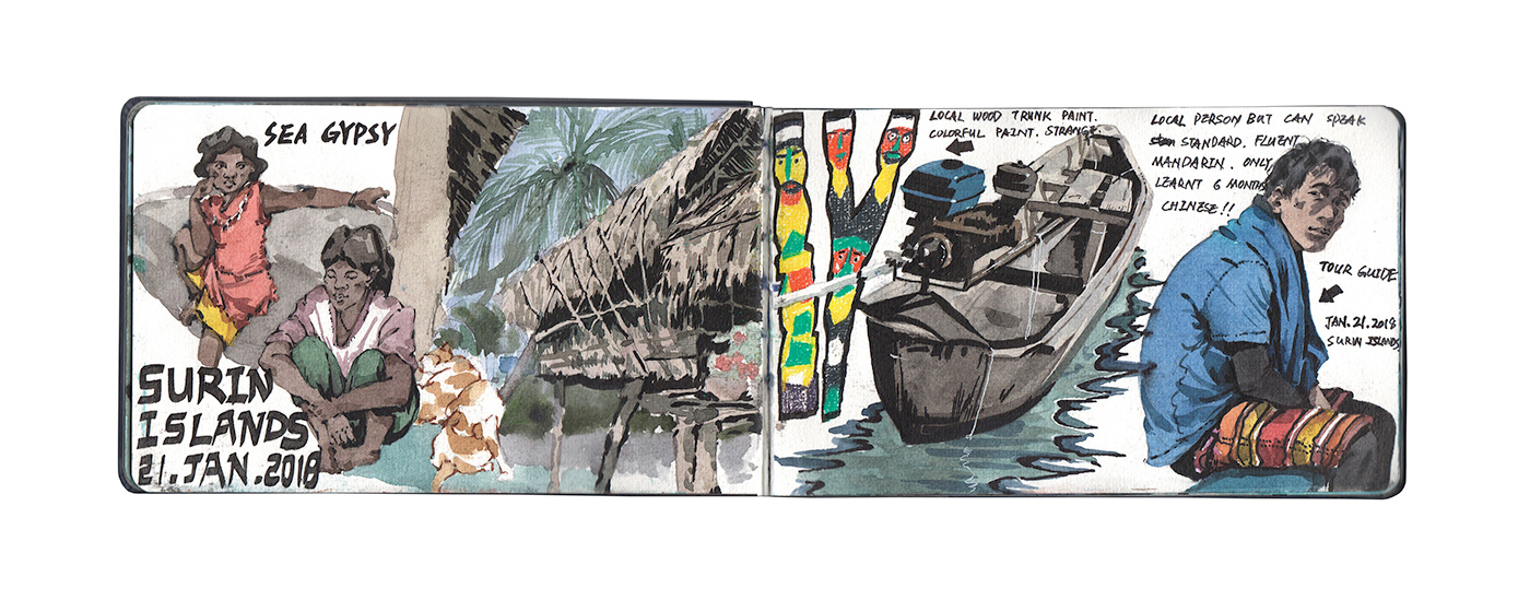 Thailand watercolor sketchbook phuket SURIN LSLANDS similan islands Travel