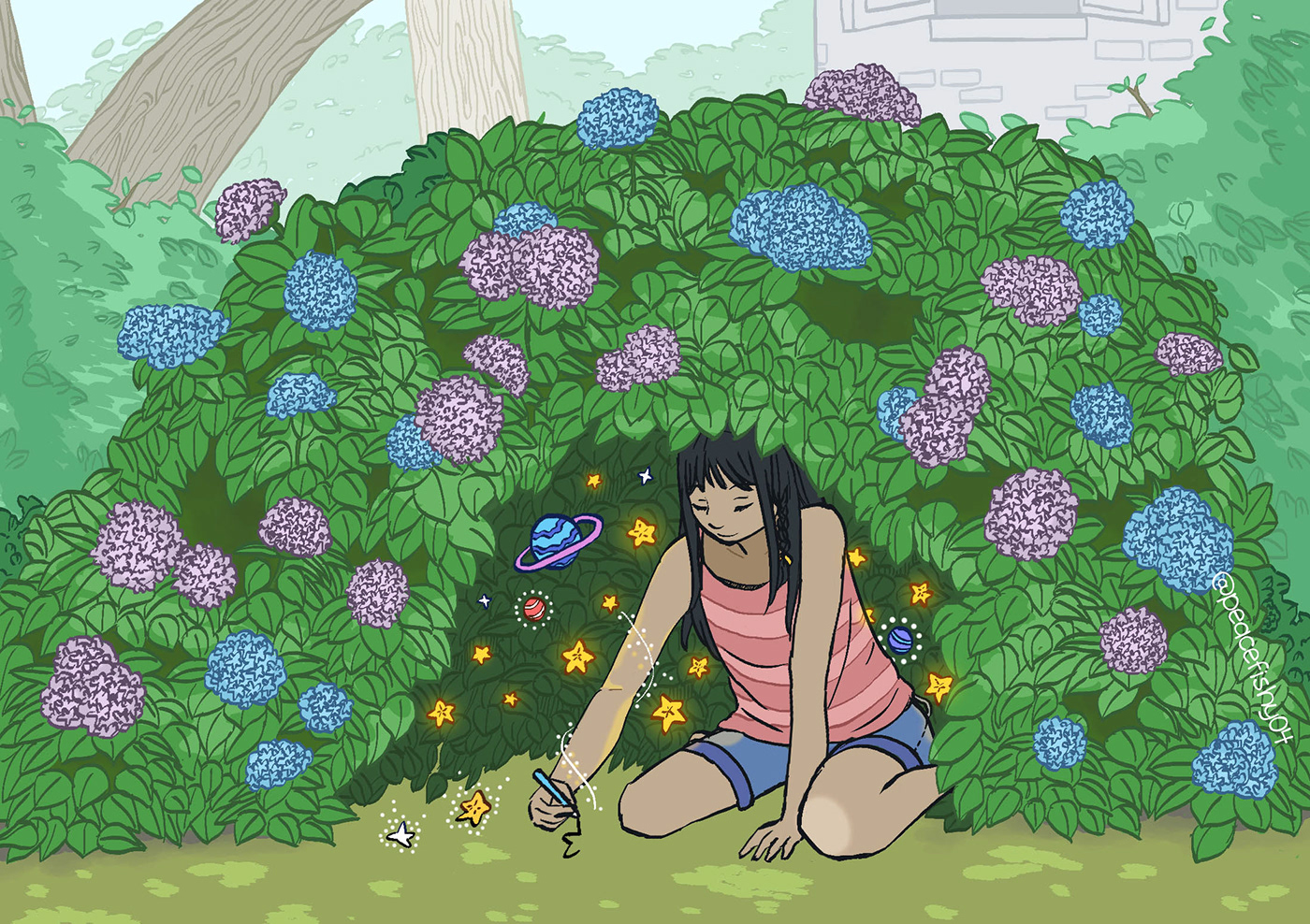 Digital Art  digital illustration garden ILLUSTRATION  girl fantasy