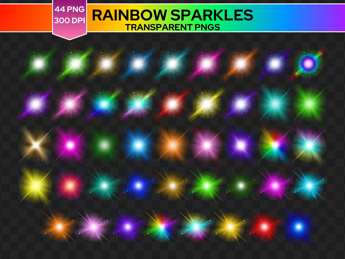 starburst sunburst abstract Digital Art  light effect Colourful sparkles Galaxy Elements lens flare Rainbow Sparkle rainbow stars