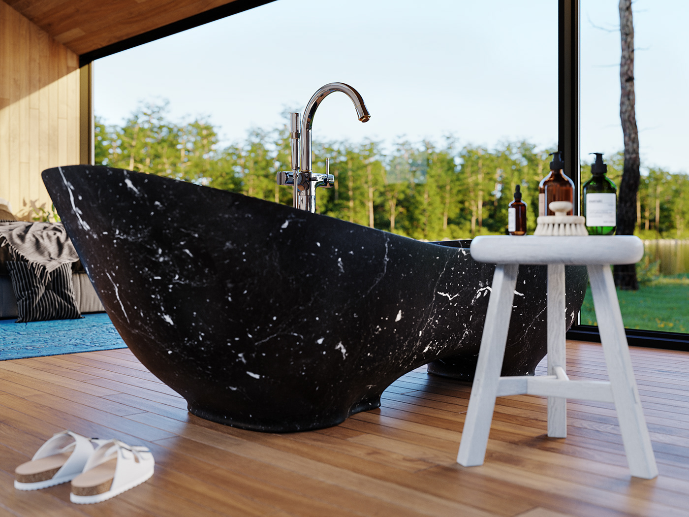 3ds max archviz corona render  Interior exterior bedroom bathroom photoschop 3D lake