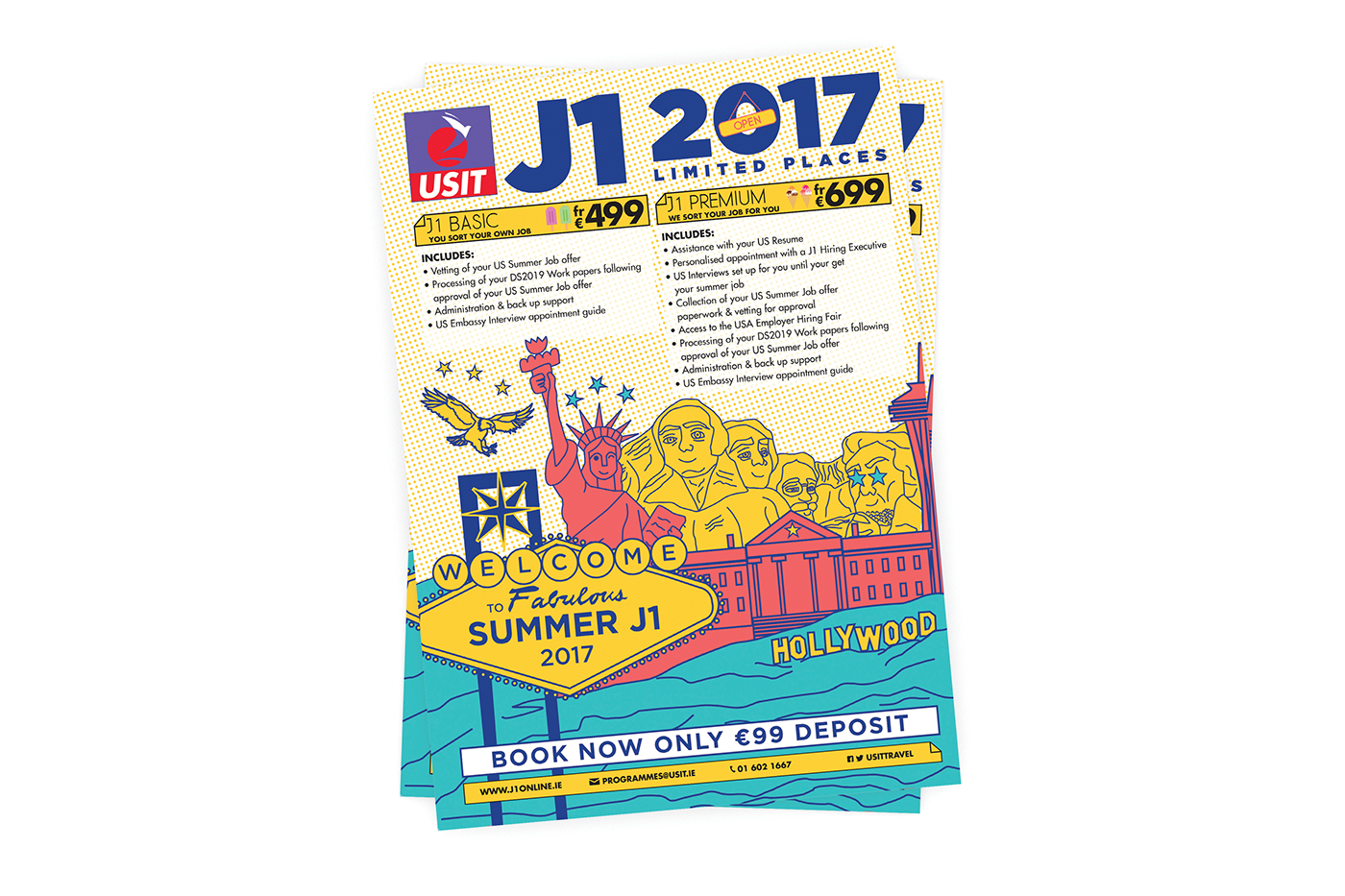 Travel student ILLUSTRATION  branding  cartoon usa campaign print brochure flyer