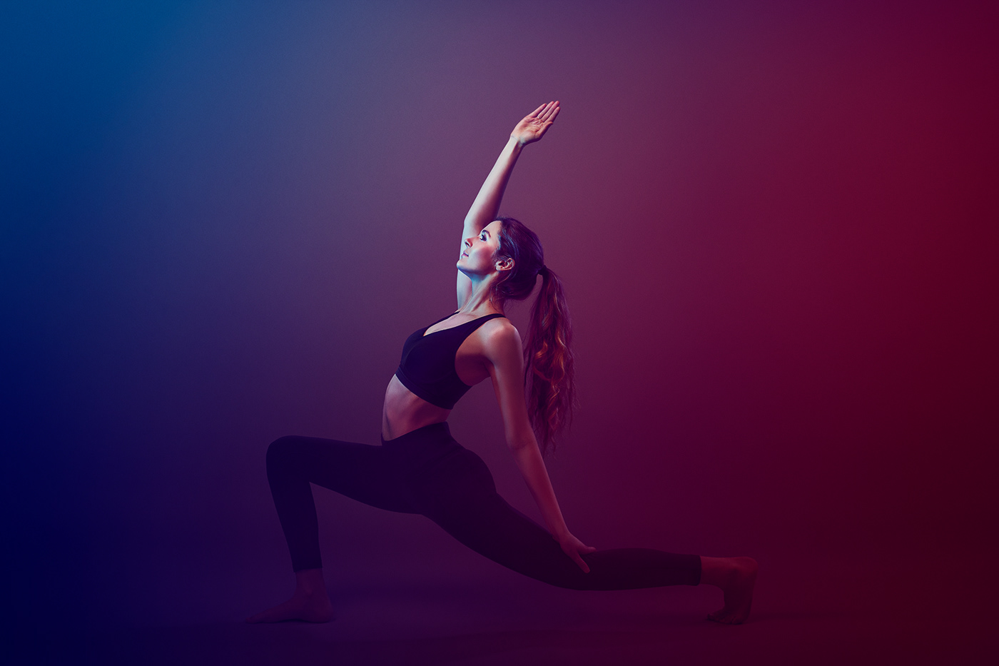 blue grading Photography  purple red retouching  sports Yoga