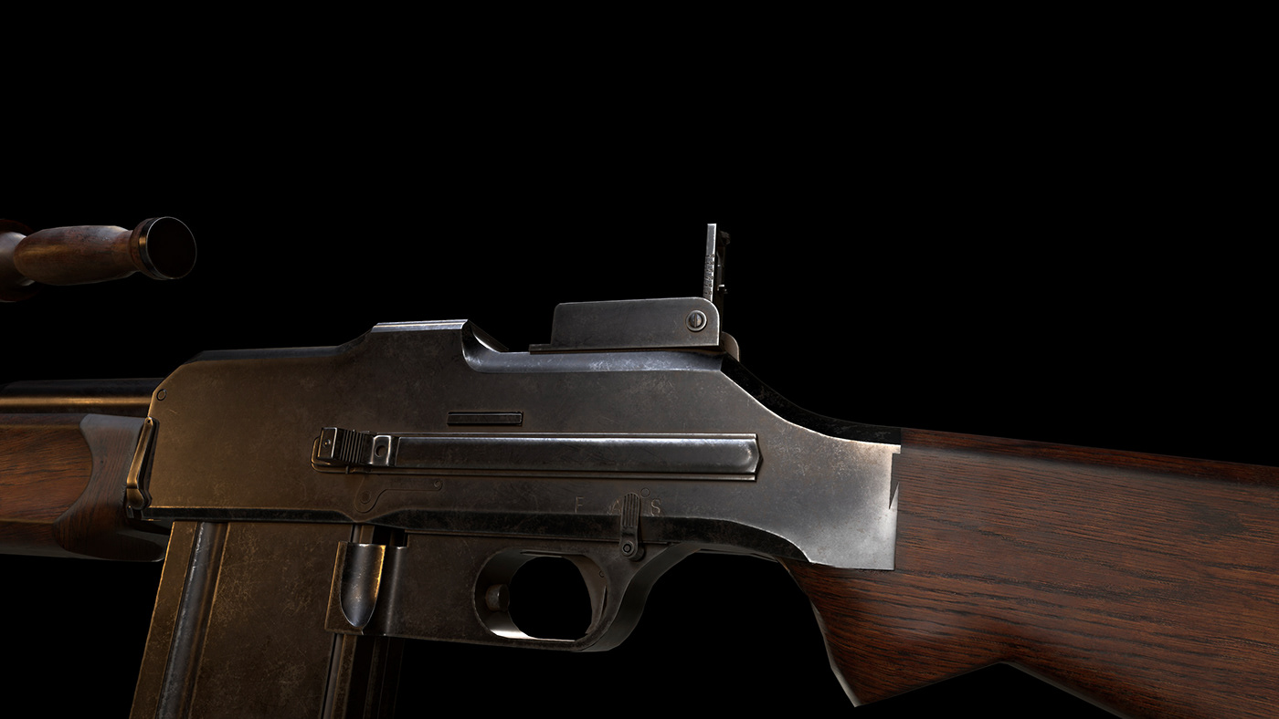 rifle Gun Weapon 3D Render blender 3d modeling Substance Painter browning