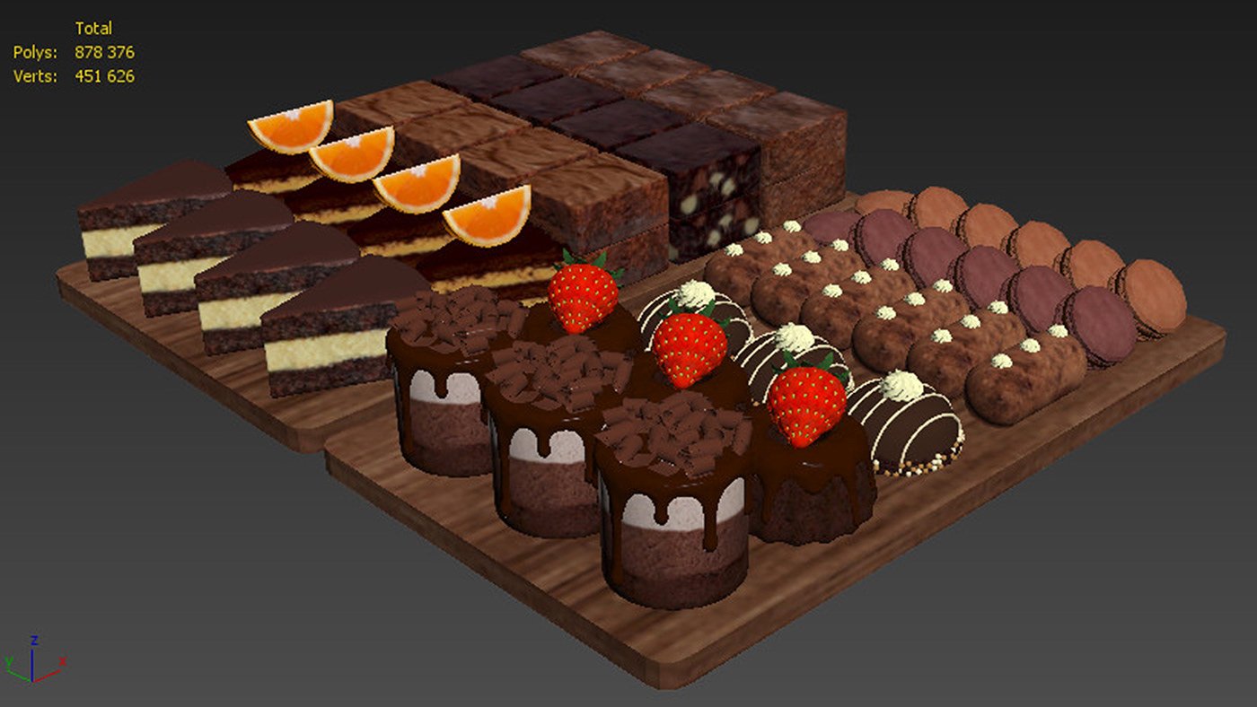 3D model bakery Bakeshop cake chocolate dessert macaron macaroon sweet