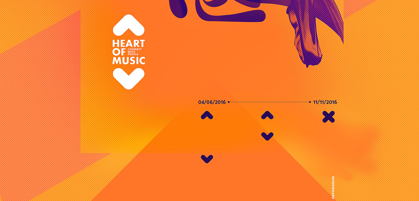 music festival identity heart connection orange graphic design  #HRTOFMUSIC Music festival identity hip hop