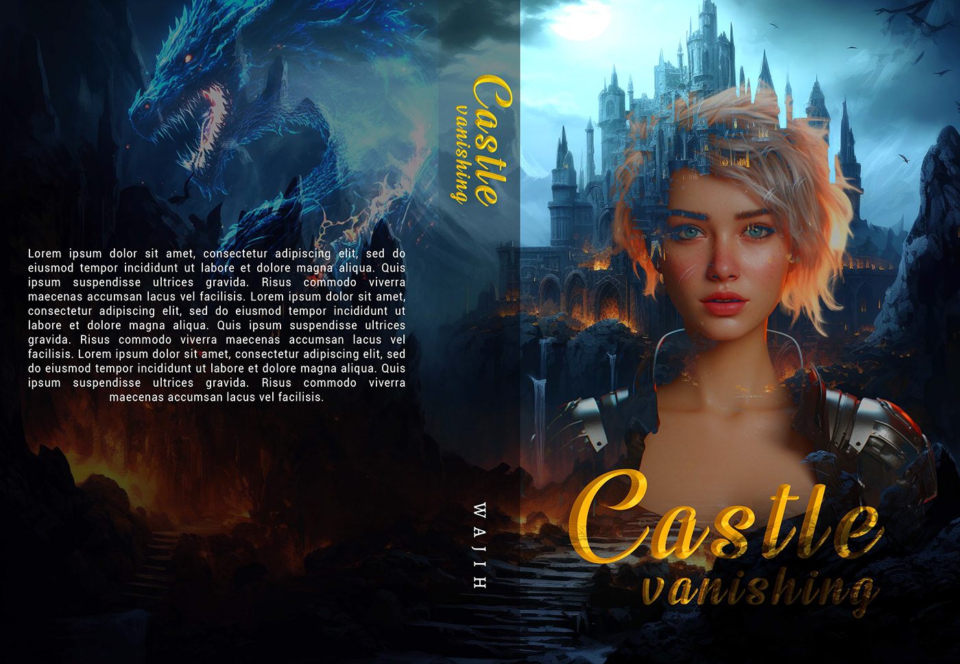 fantasy paperback hardcover kdp book cover ebook book design 3dimage castle cover fullbook