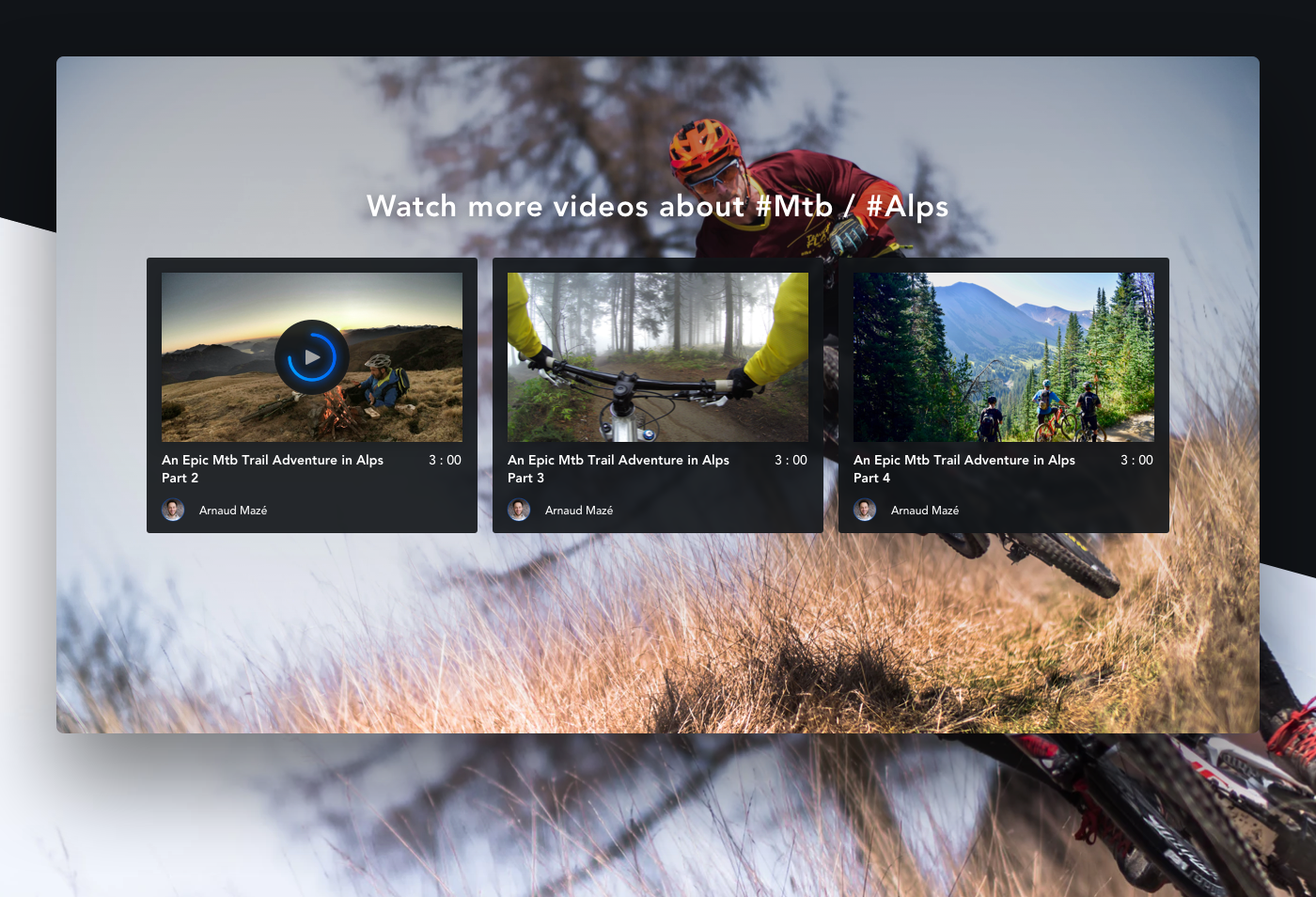 Moutain Bike video player UI ux components