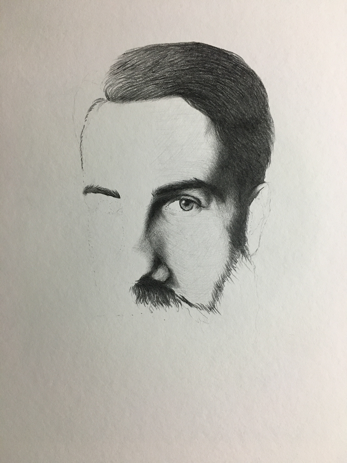 graphite hand drawing paper portrait