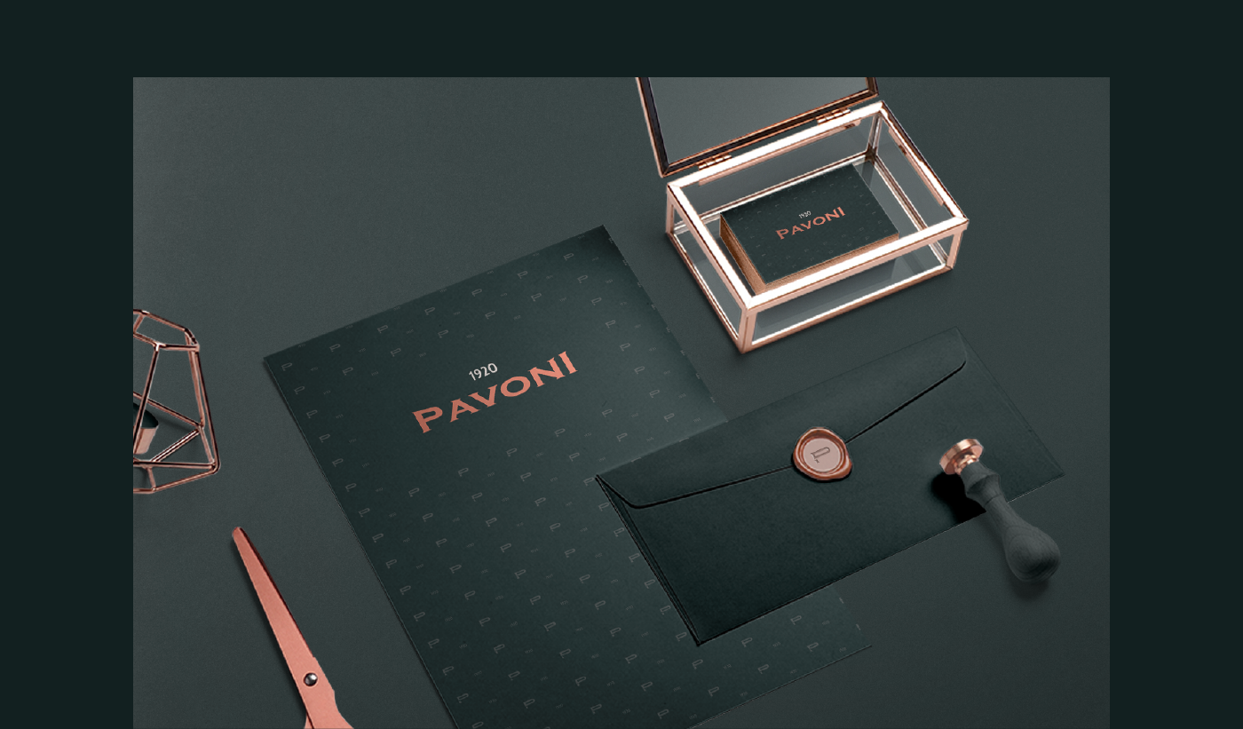 Pavoni copper logo identity design copper logo branding  brand identity