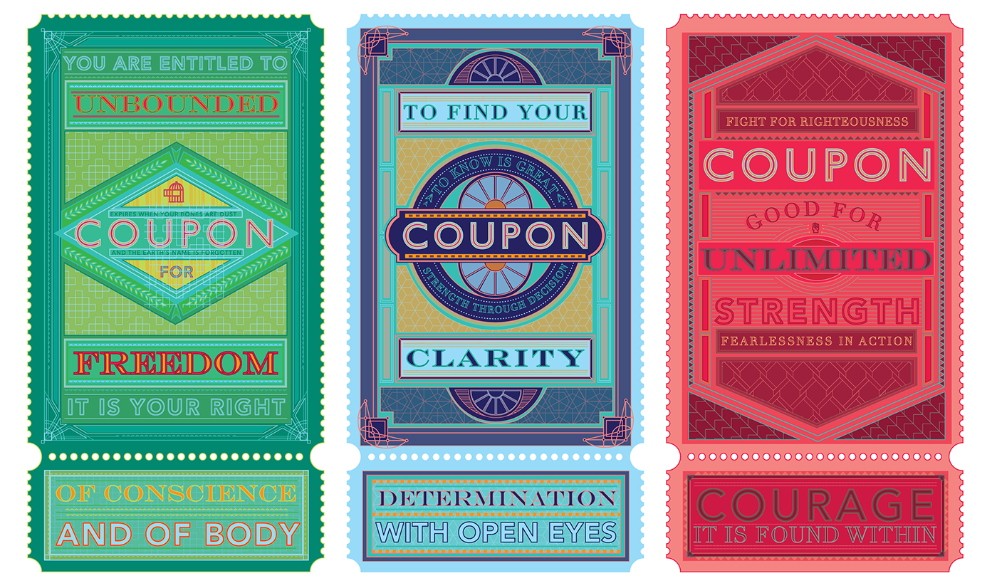graphic design  ILLUSTRATION  motivation COUPON ticket strength clarity happiness self help