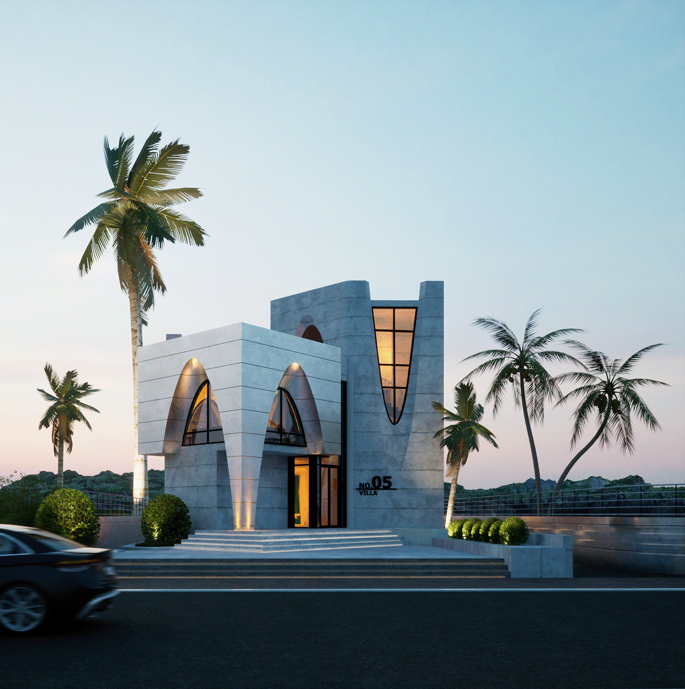 architecture visualization Render exterior modern Villa islamic islamic design dubai cairo