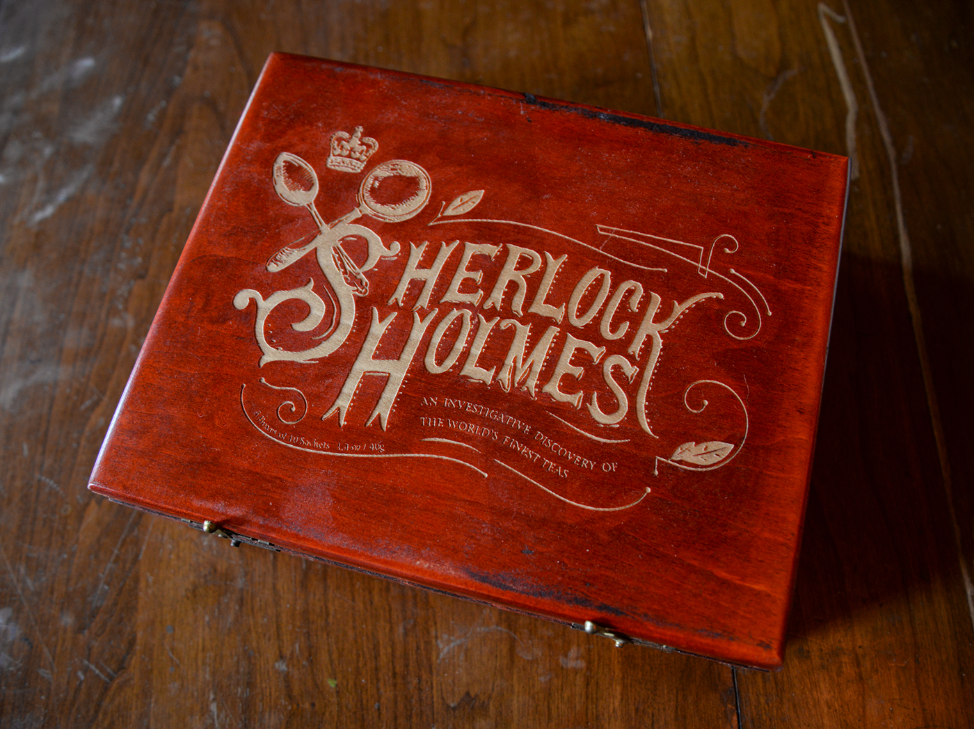 Sherlock Holmes laser wood box tea