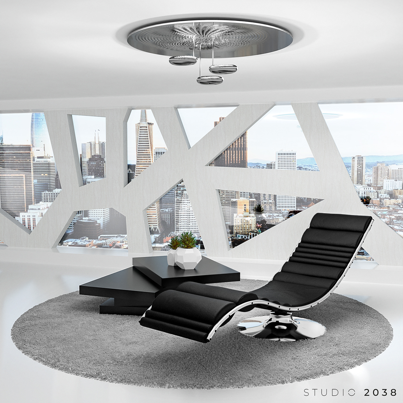 3D 3D Rendering animation  CGI design chair futuristic Interior Render Studio 2038 Vizualization