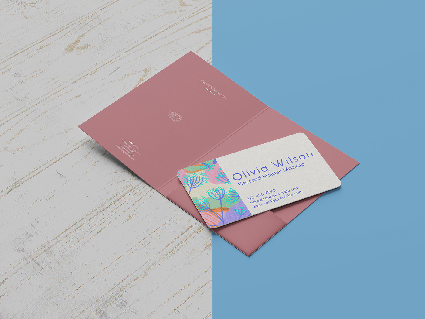 Mockup brand identity Keycard holder product design Graphic Designer visual identity print business card