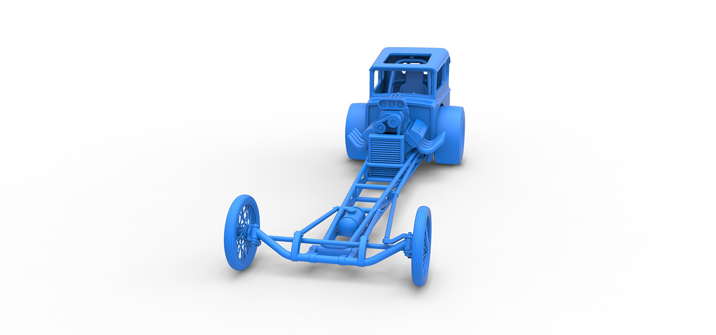 Drag v8 toy race car hot rod 3D printable vintage old school dragster